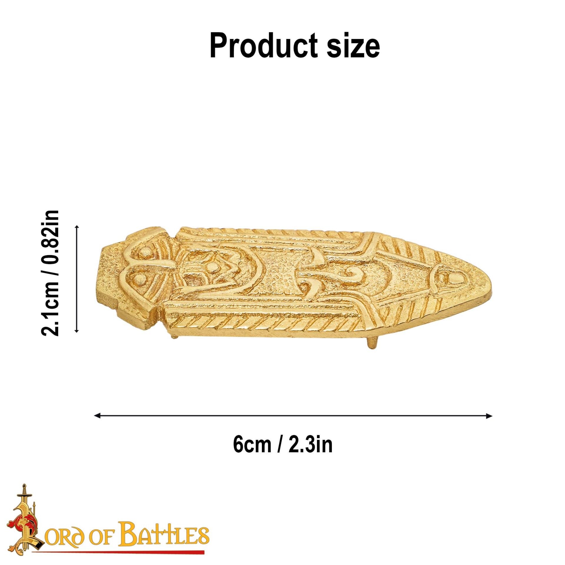 Imagen única de: Punta de Cinturón de Latón Vikingo - Chape Grabado - Accesorio Medieval de Latón Macizo para Cinturón