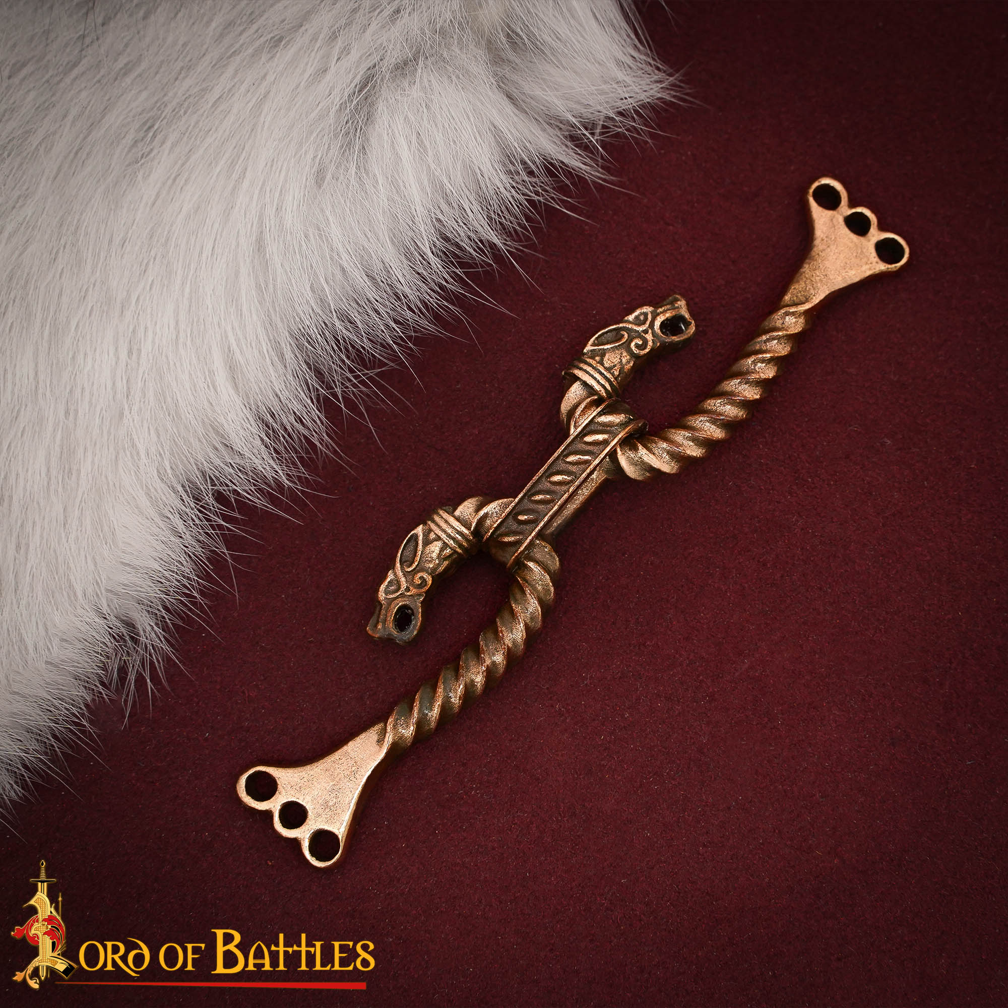 Broche vikingo de bronce para capa con cabezas de animal - cera perdida - imagen 116