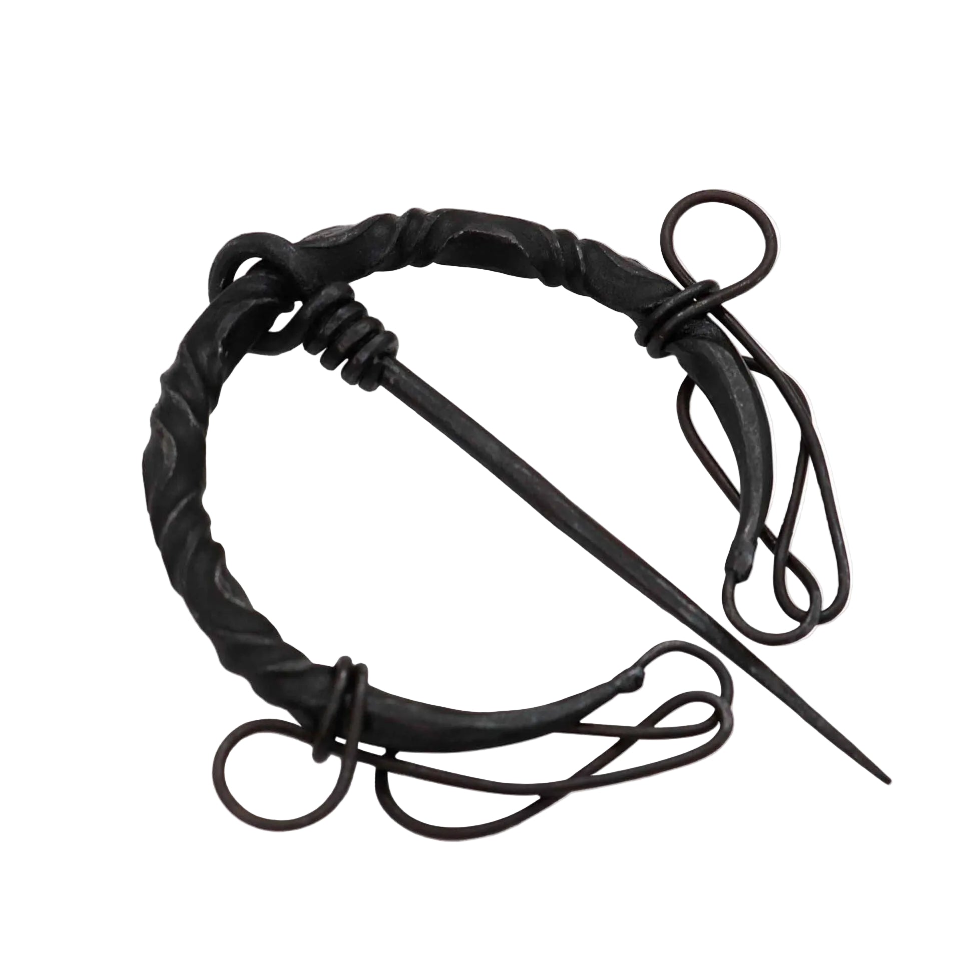 Imagen única de: Broche penannular vikingo forjado a mano - Fíbula de hierro para manto