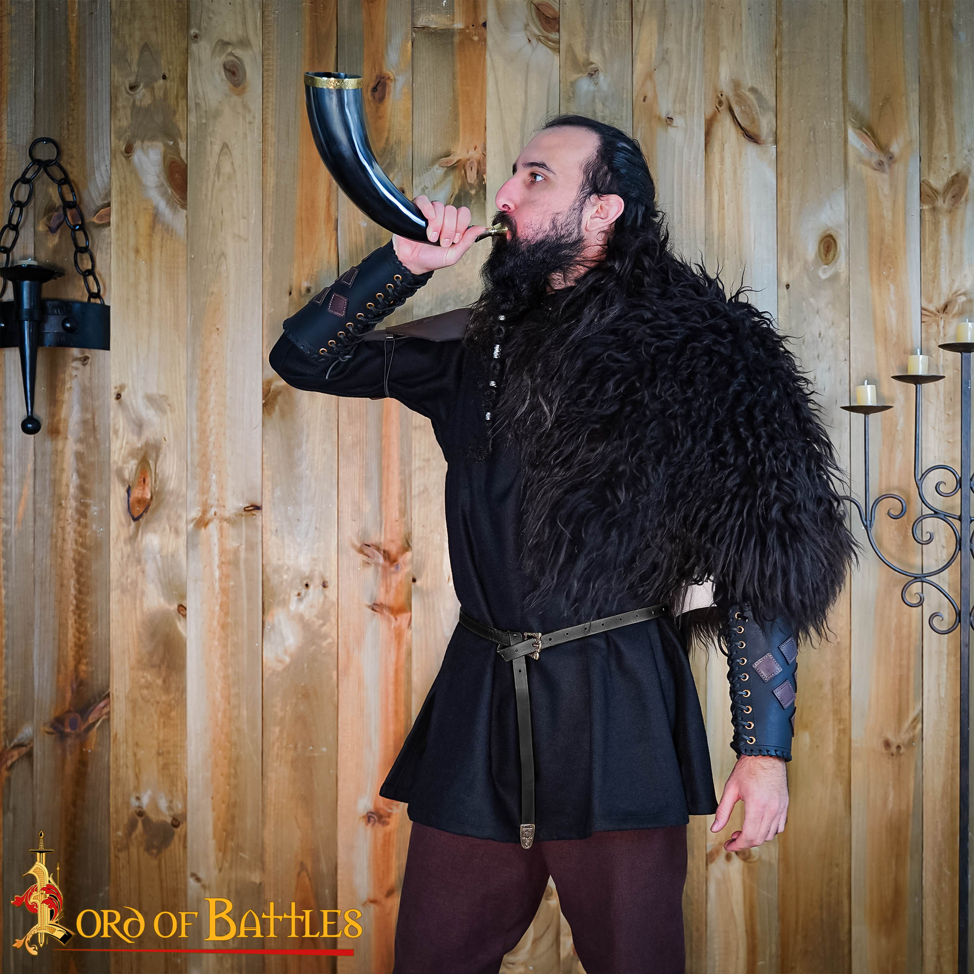 Cinturón vikingo de cuero Birka con hebilla de latón envejecido - imagen 17