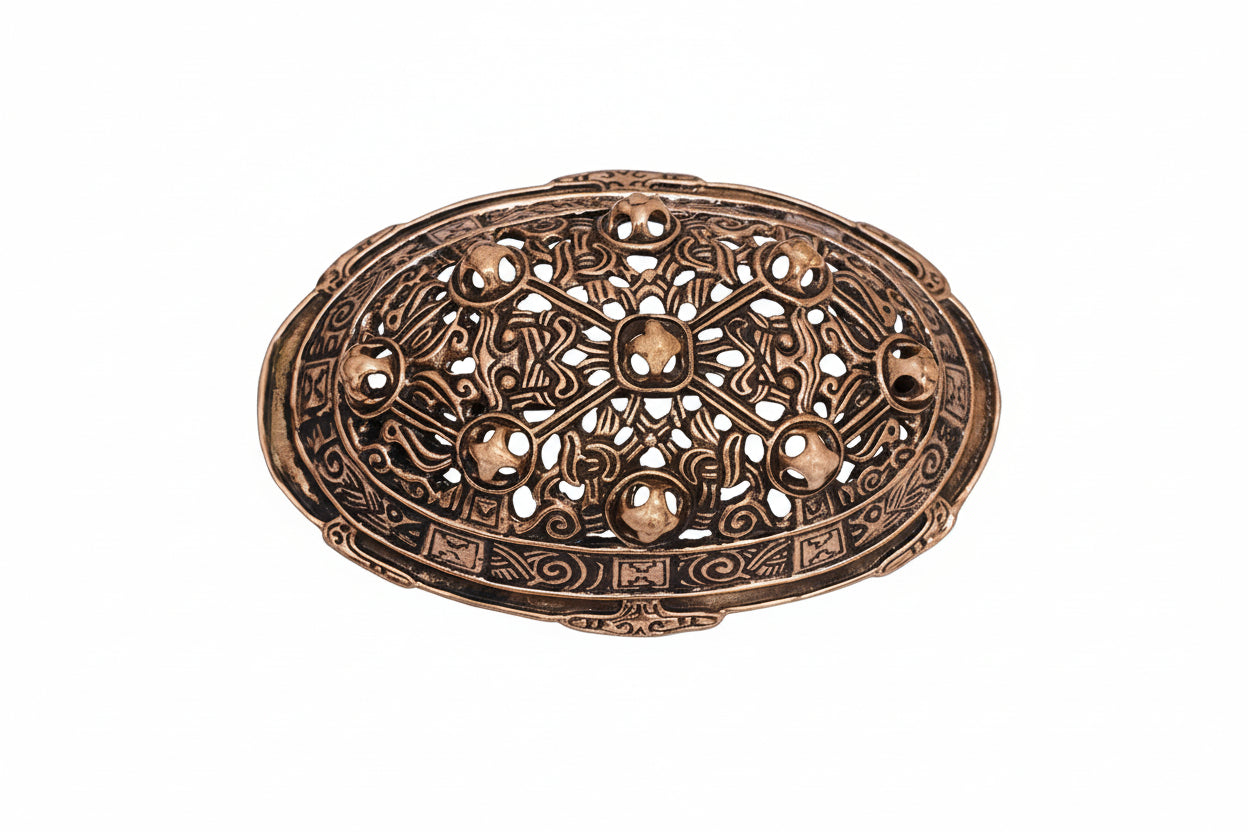 Imagen única de: Broche Oval Vikingo - 8 X 5,4 Cm Fundición a la Cera Perdida en Bronce Antiguo