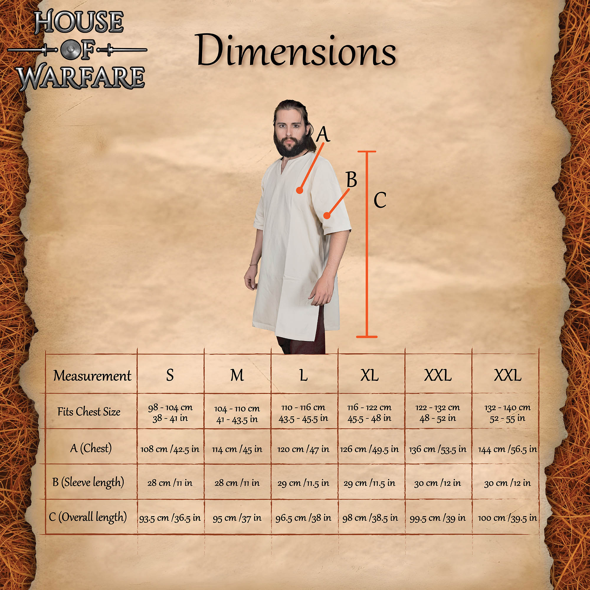 Túnica medieval de algodón natural — Camisa histórica para LARP y recreación - imagen 3