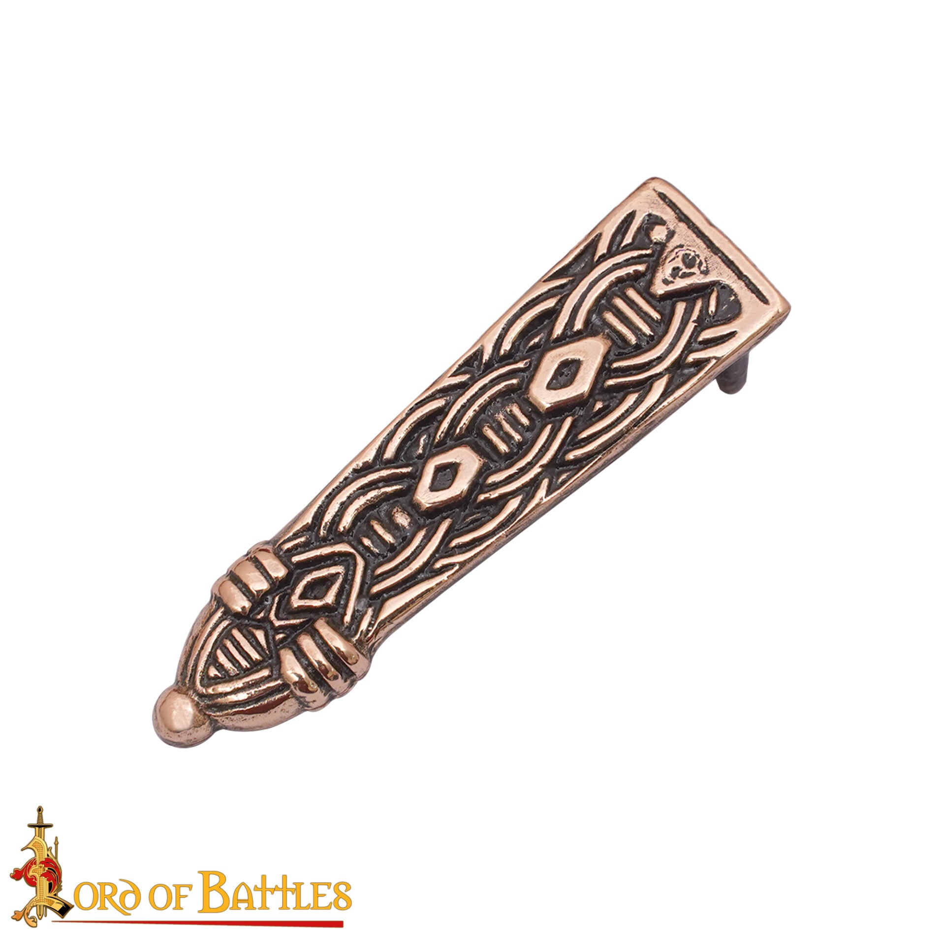 Remate de cinturón vikingo en bronce macizo con nudos (1,5 cm)