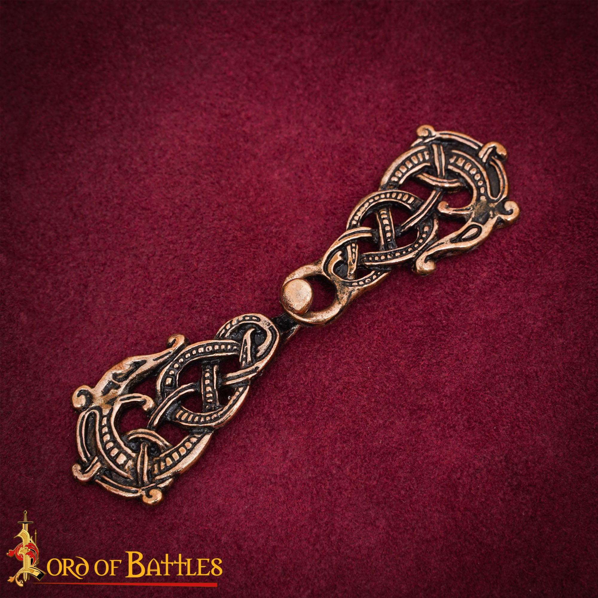 Broche vikingo de bronce en cera perdida - cierre doble con nudo - imagen 15