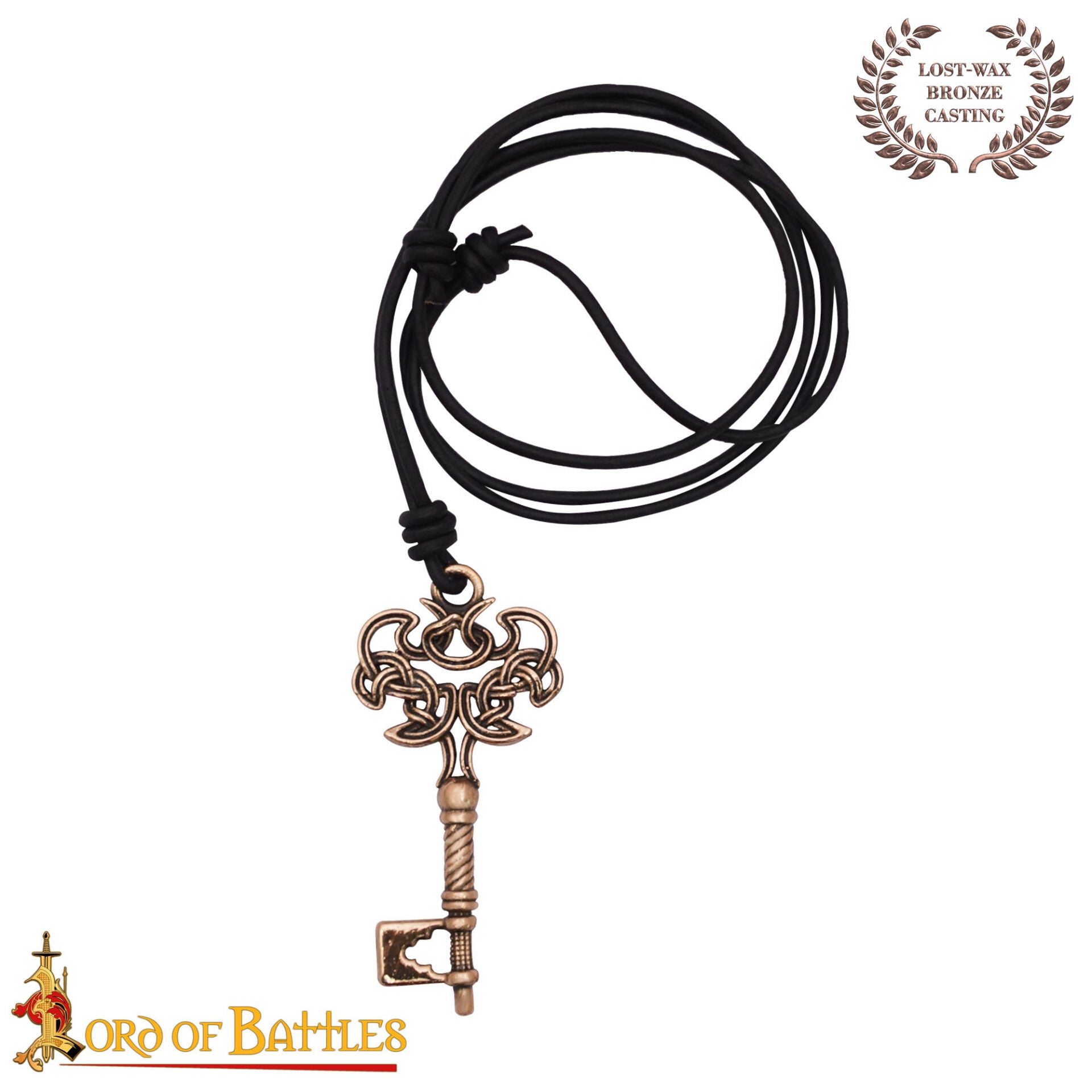 Imagen única de: Collar Colgante Llave Vikinga de Bronce con Nudos Celtas