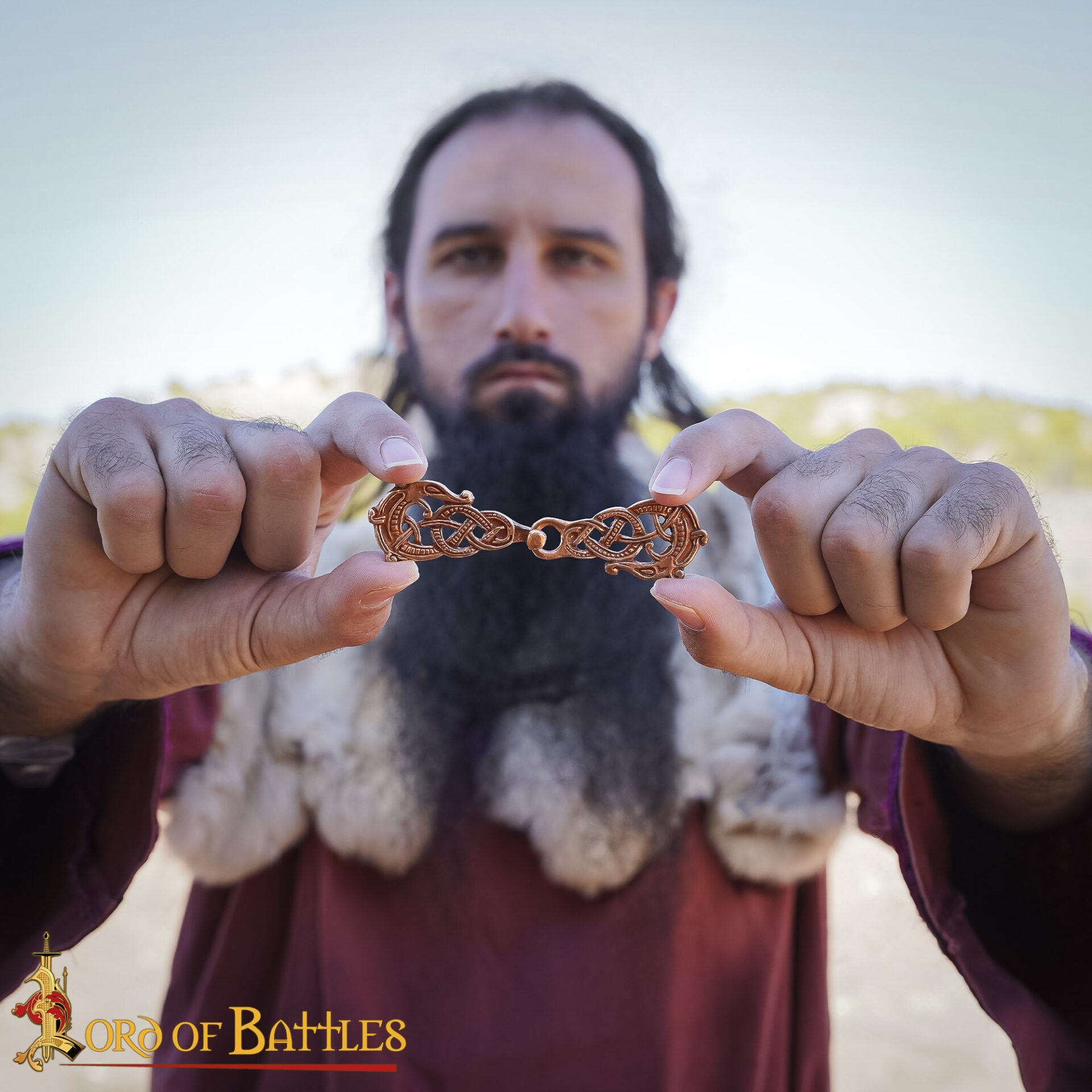 Broche vikingo de bronce en cera perdida - cierre doble con nudo - imagen 31