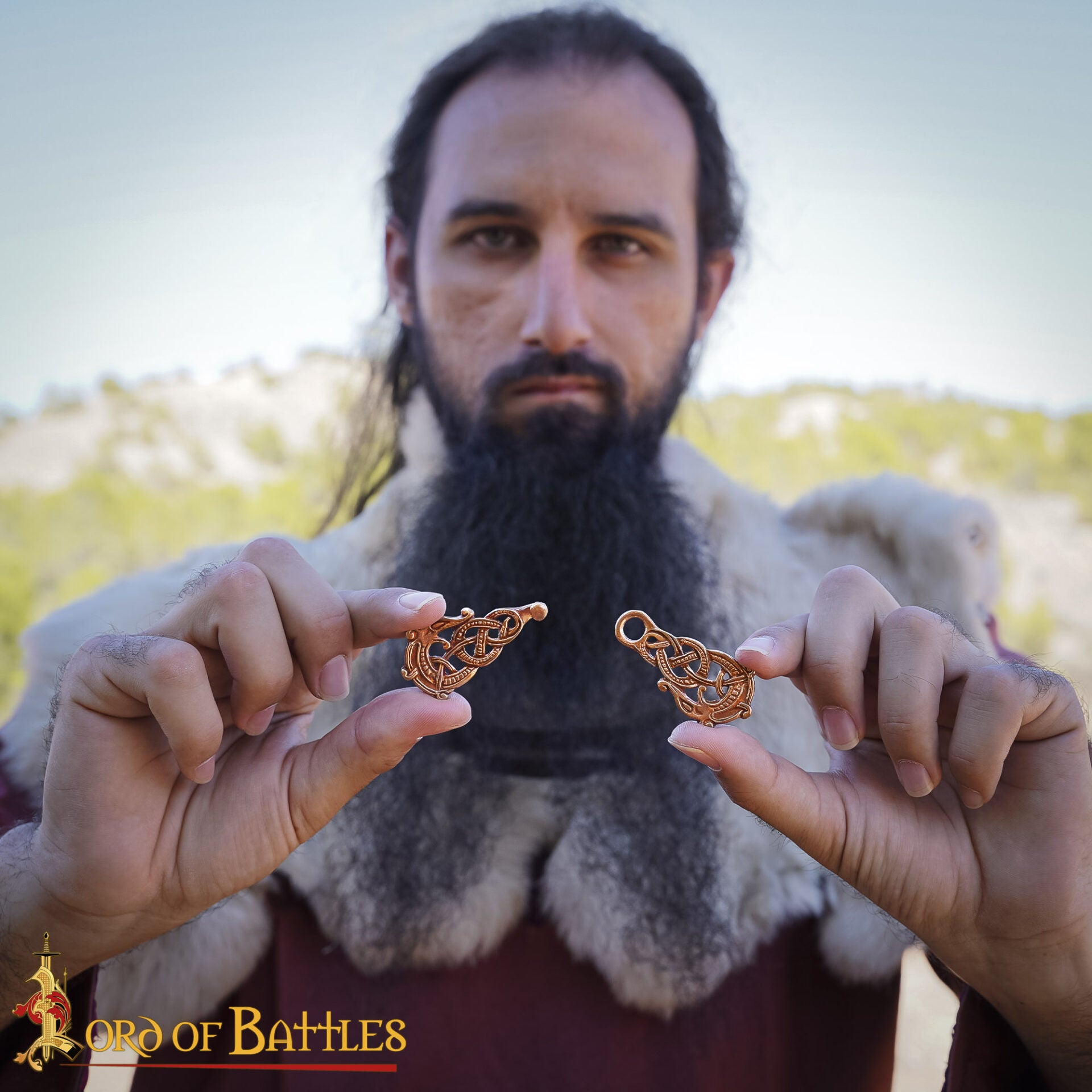 Broche vikingo de bronce en cera perdida - cierre doble con nudo - imagen 34
