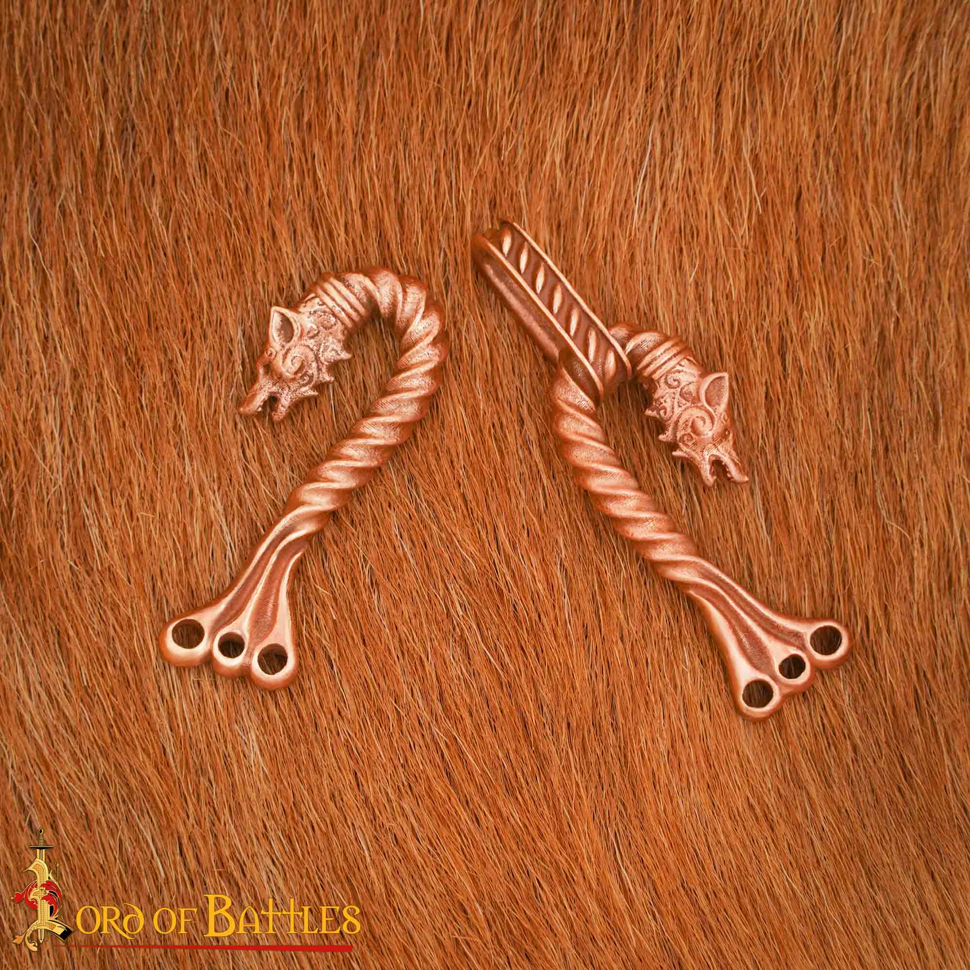 Broche vikingo de bronce para capa con cabezas de animal - cera perdida - imagen 14