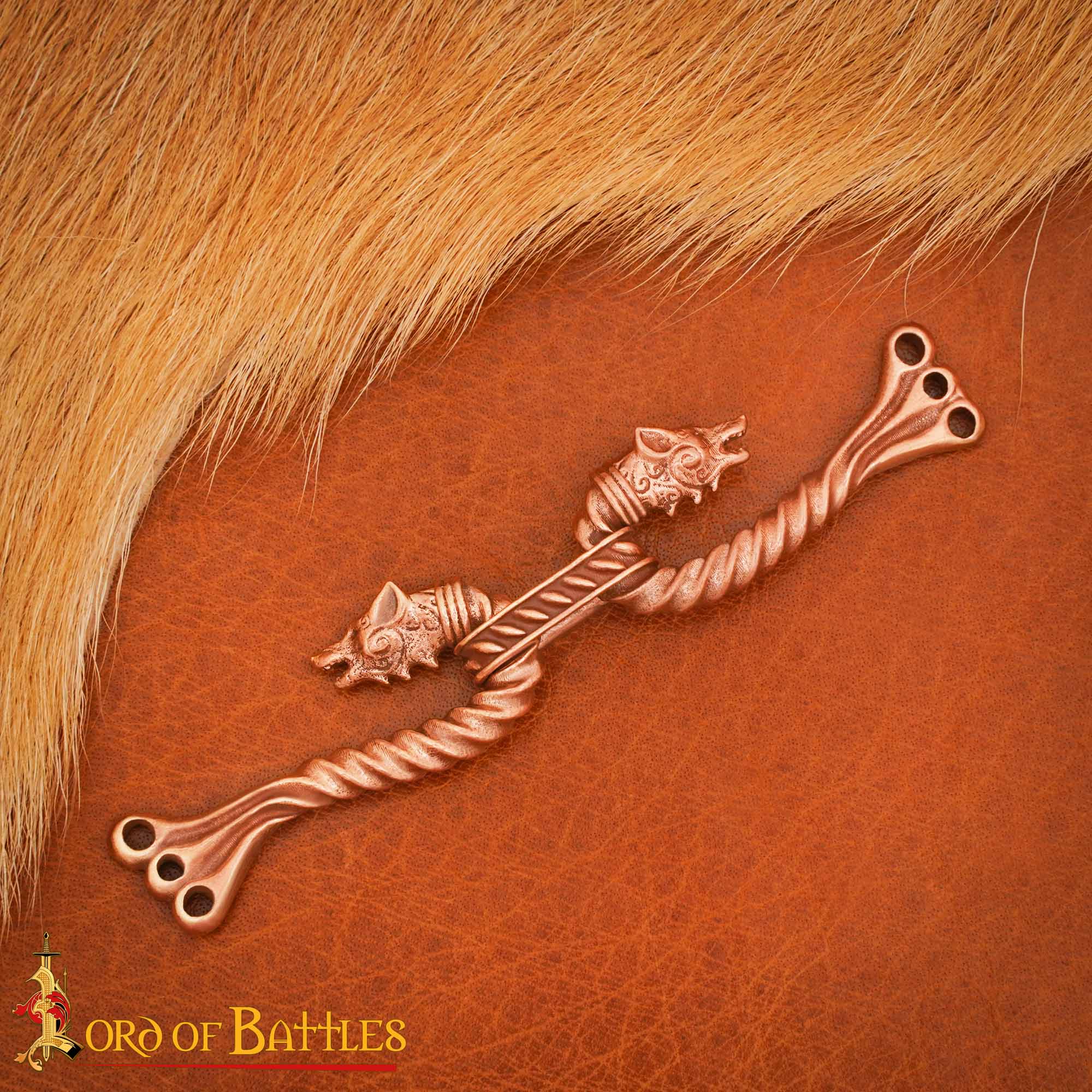Broche vikingo de bronce para capa con cabezas de animal - cera perdida - imagen 5