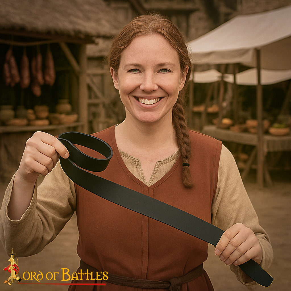 Imagen única de: Cinturón Medieval de Cuero Negro Liso | Cinturón de Bricolaje con Hebilla para Estilos Históricos