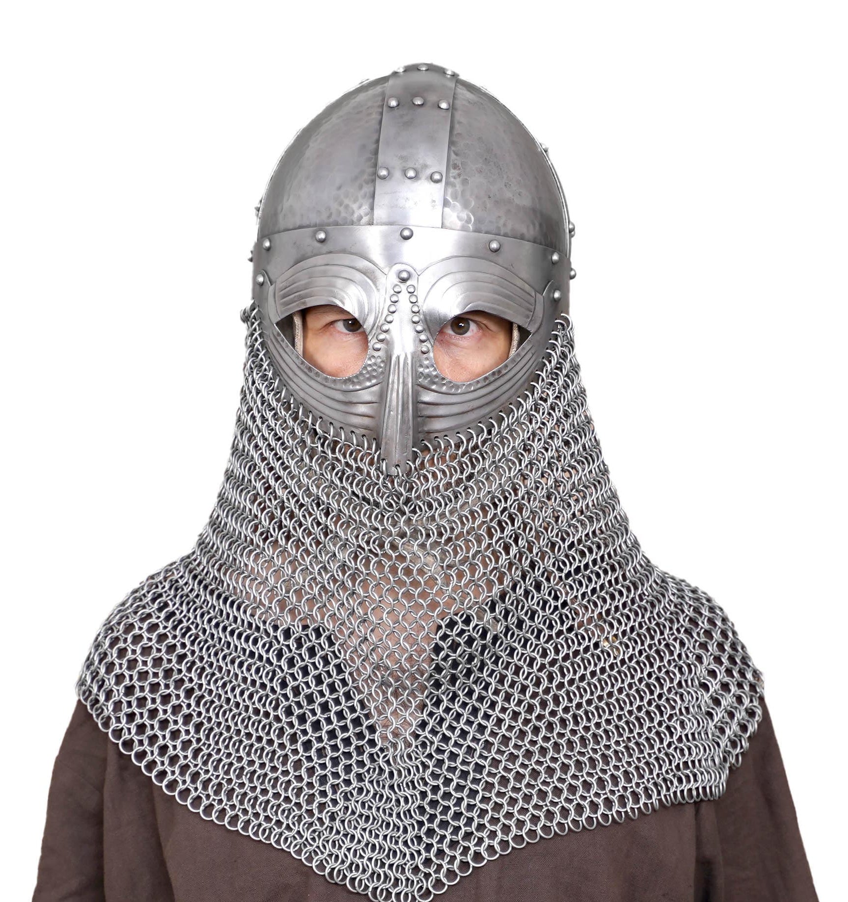 Casco de Gafas Vikingo con Coraza de Cota de Malla con Forro de Cuero - Imagen 4