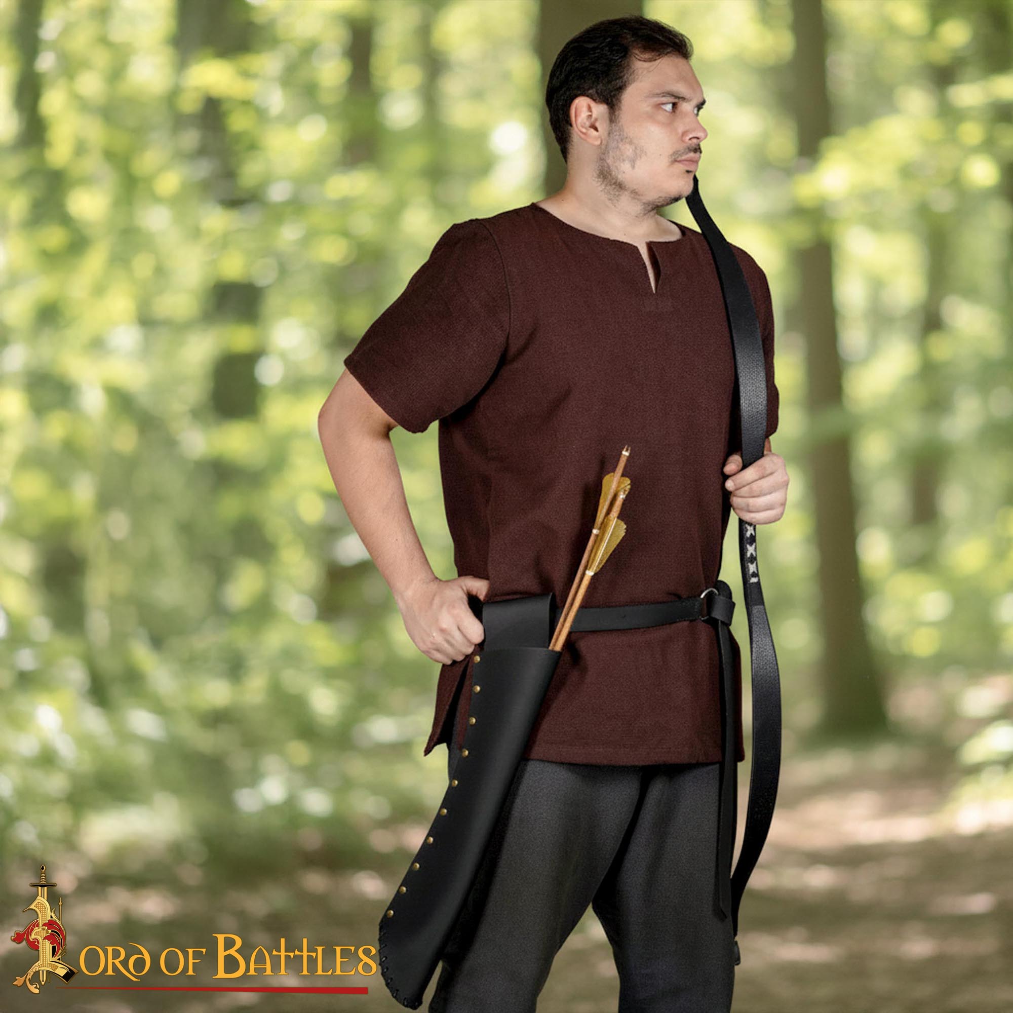 Carcaj de cinturón Artemis en piel genuina con remaches de latón - imagen 3