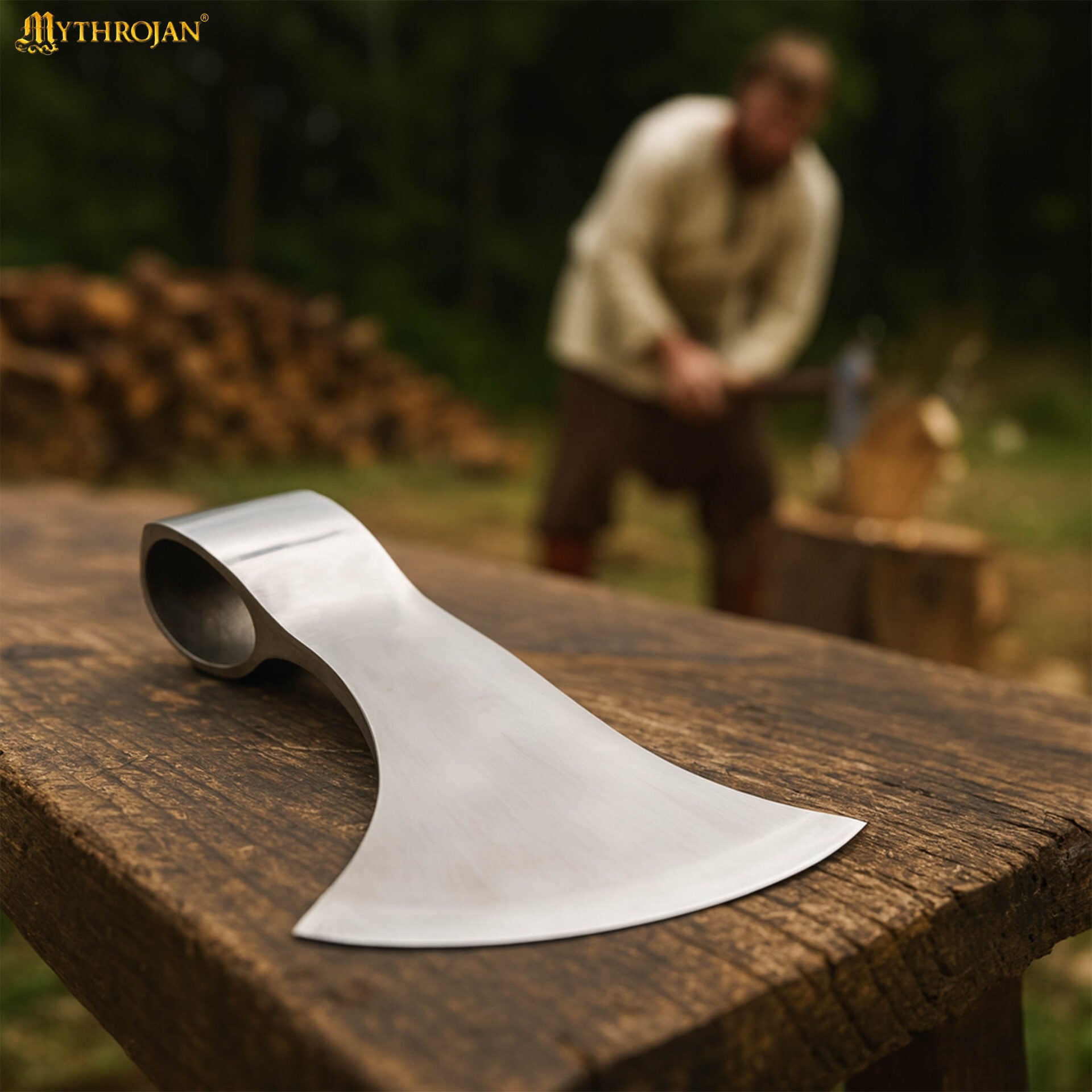 Cabeza de hacha vikinga forjada a mano en acero al carbono - imagen 17