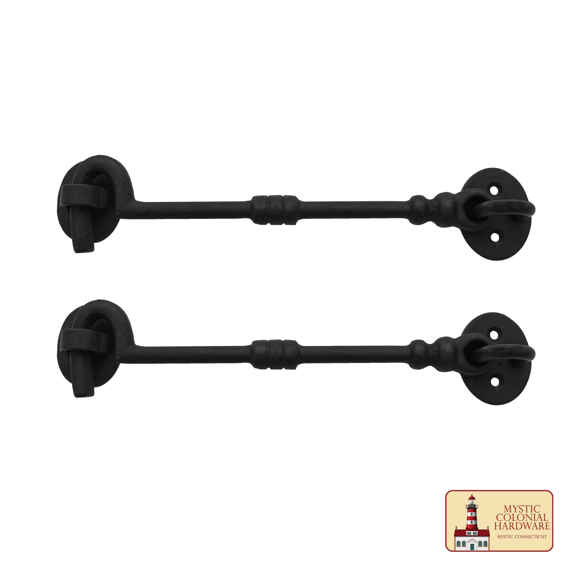 Imagen única de: Hierro Forjado Negro Cabina Gancho Ojo 7.5" Largo Grande Decorativo Privacidad Gancho Pestillos para Armario Ventana Cocina Puertas Corredizas o de Granero : Paquete de 2