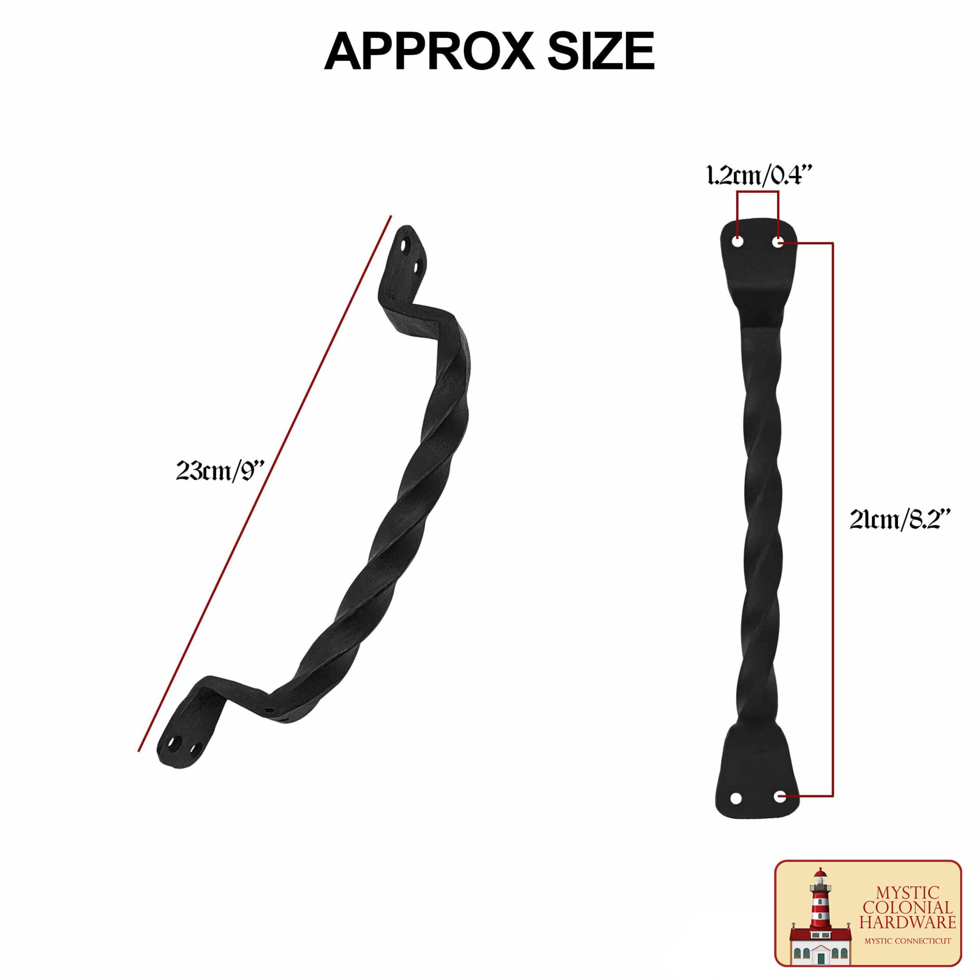 Imagen única de: Juego de 2 Tiradores de Puerta de Hierro Forjado a Mano: Ideal para Puerta, Puerta de Cobertizo, Ventana, Cerca, Garaje, 23cm