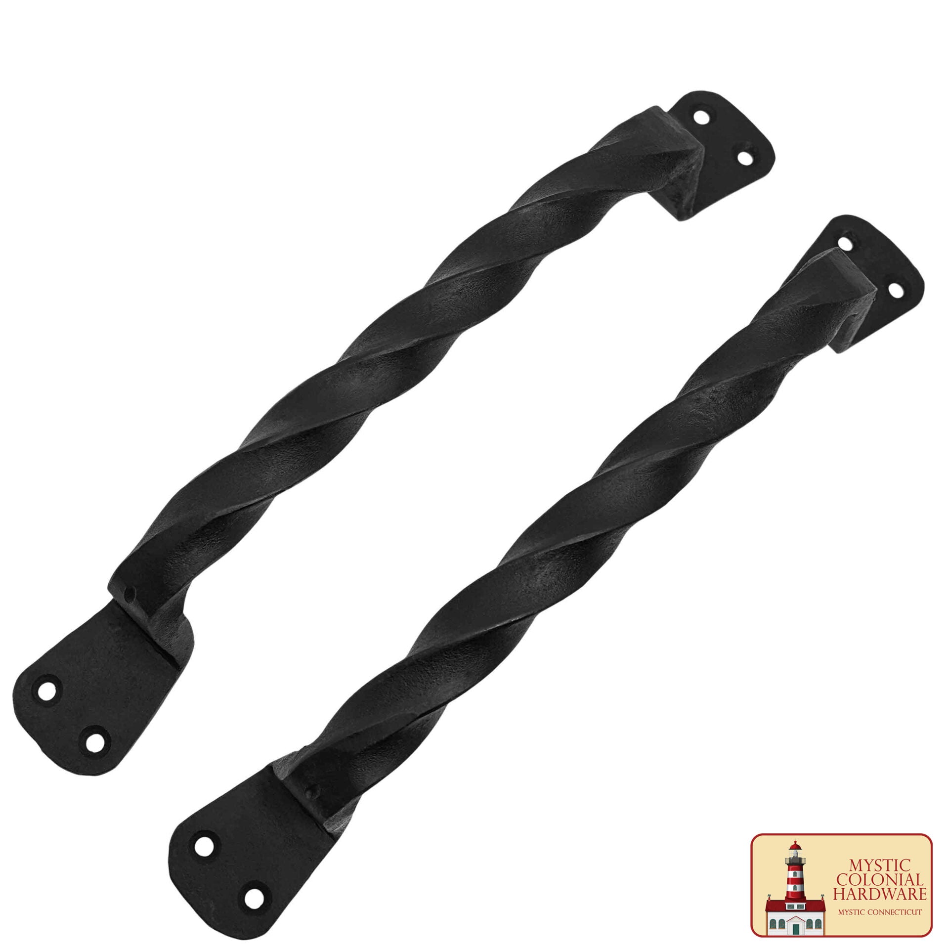 Imagen única de: Juego de 2 Tiradores de Puerta de Hierro Forjado a Mano: Ideal para Puerta, Puerta de Cobertizo, Ventana, Cerca, Garaje, 23cm