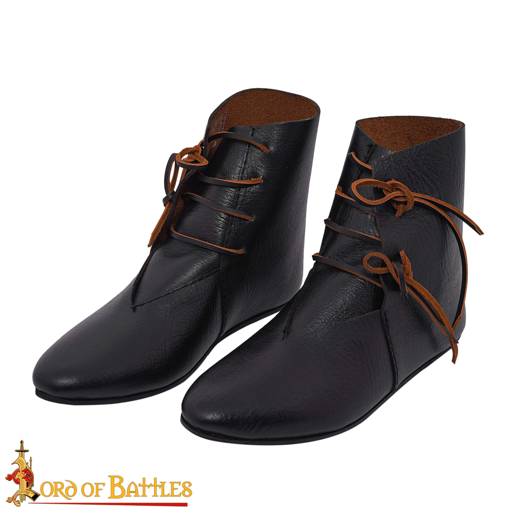 Botines medievales de cuero con cordones laterales