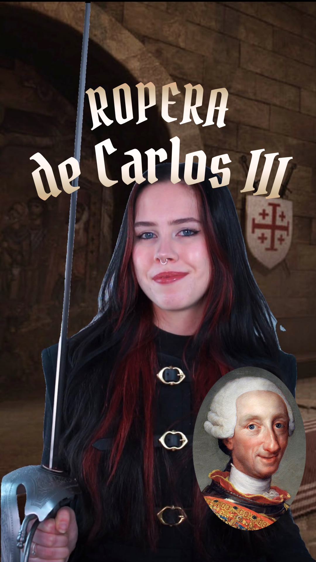 Imagen única de: Espada de Carlos III Histórica - Réplica Rústica Acero Inoxidable 107 cm