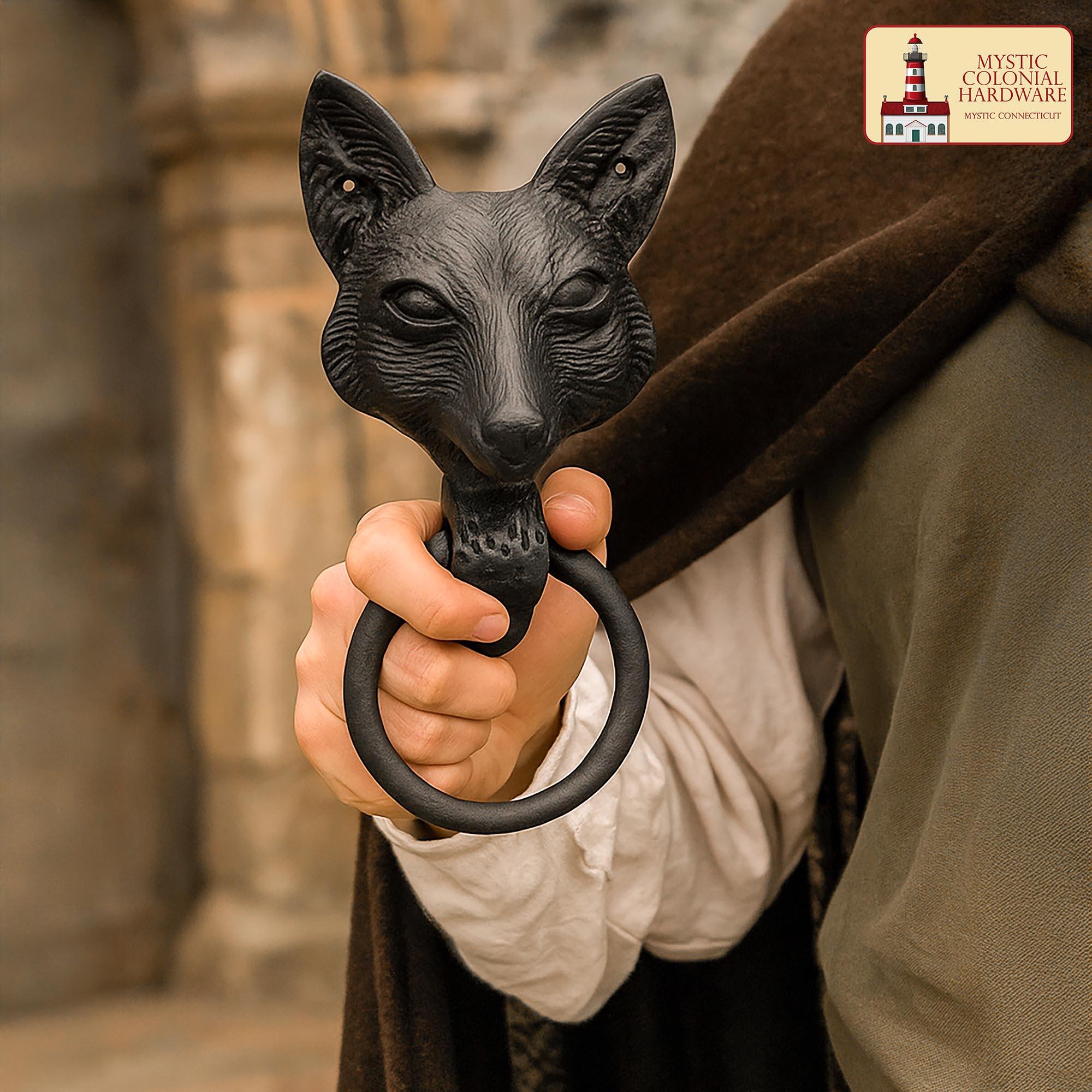 Picaporte con rostro de zorro en hierro forjado — estilo victoriano, gótico y steampunk - imagen 4