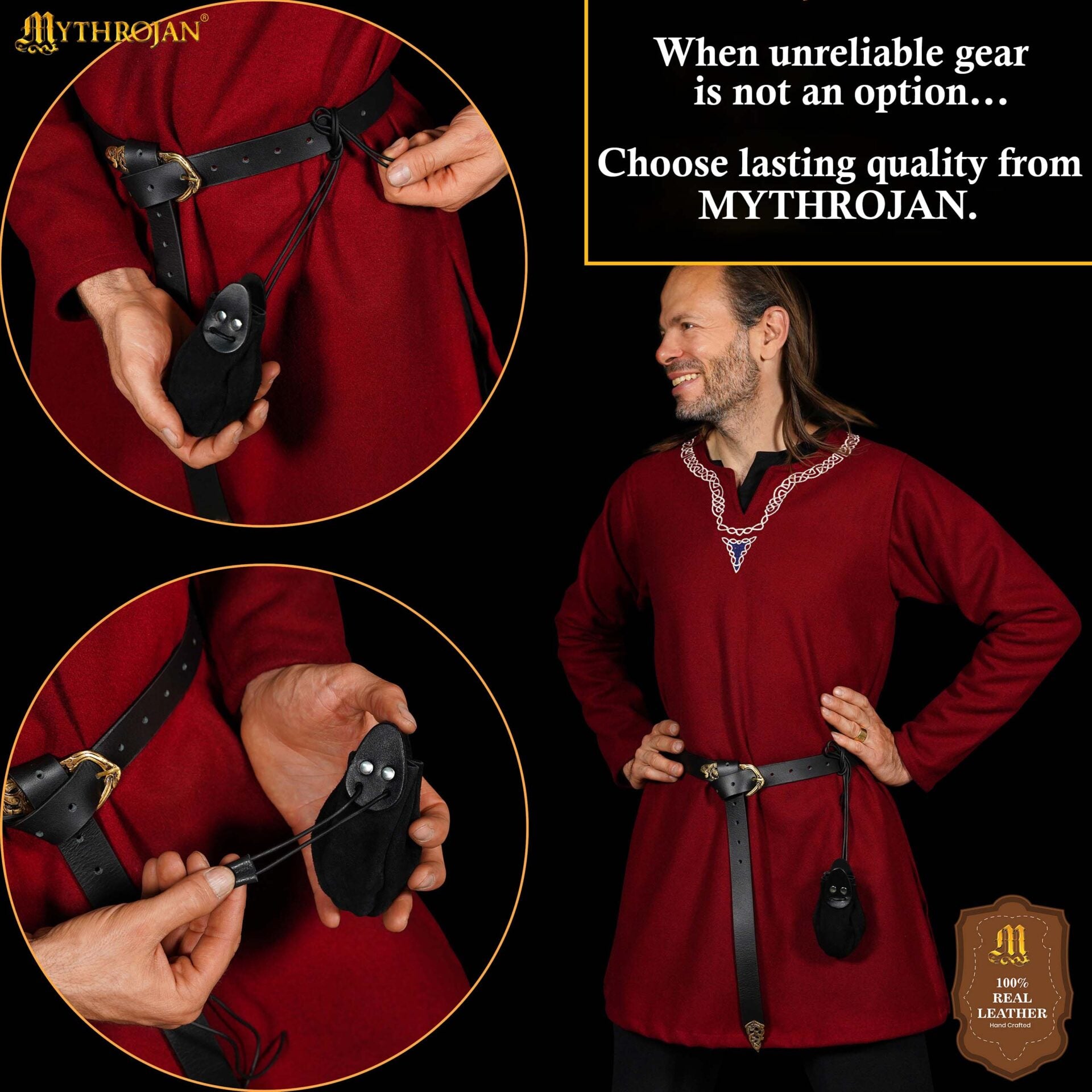 Bolsa de gamuza con cordón para dados, monedas y accesorios LARP - imagen 6