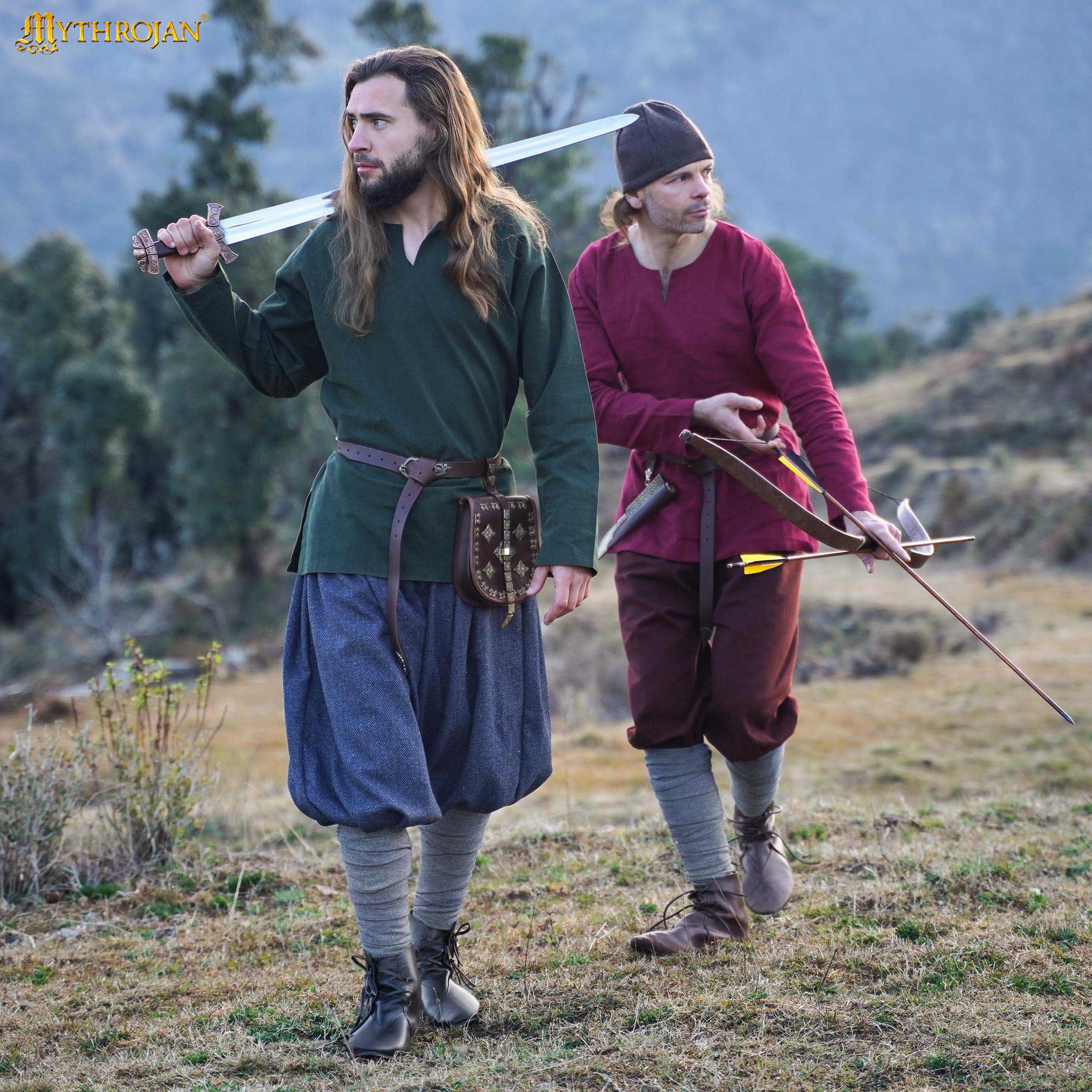 Pantalones vikingos Haithabu en sarga diamante — 80% lana - imagen 2