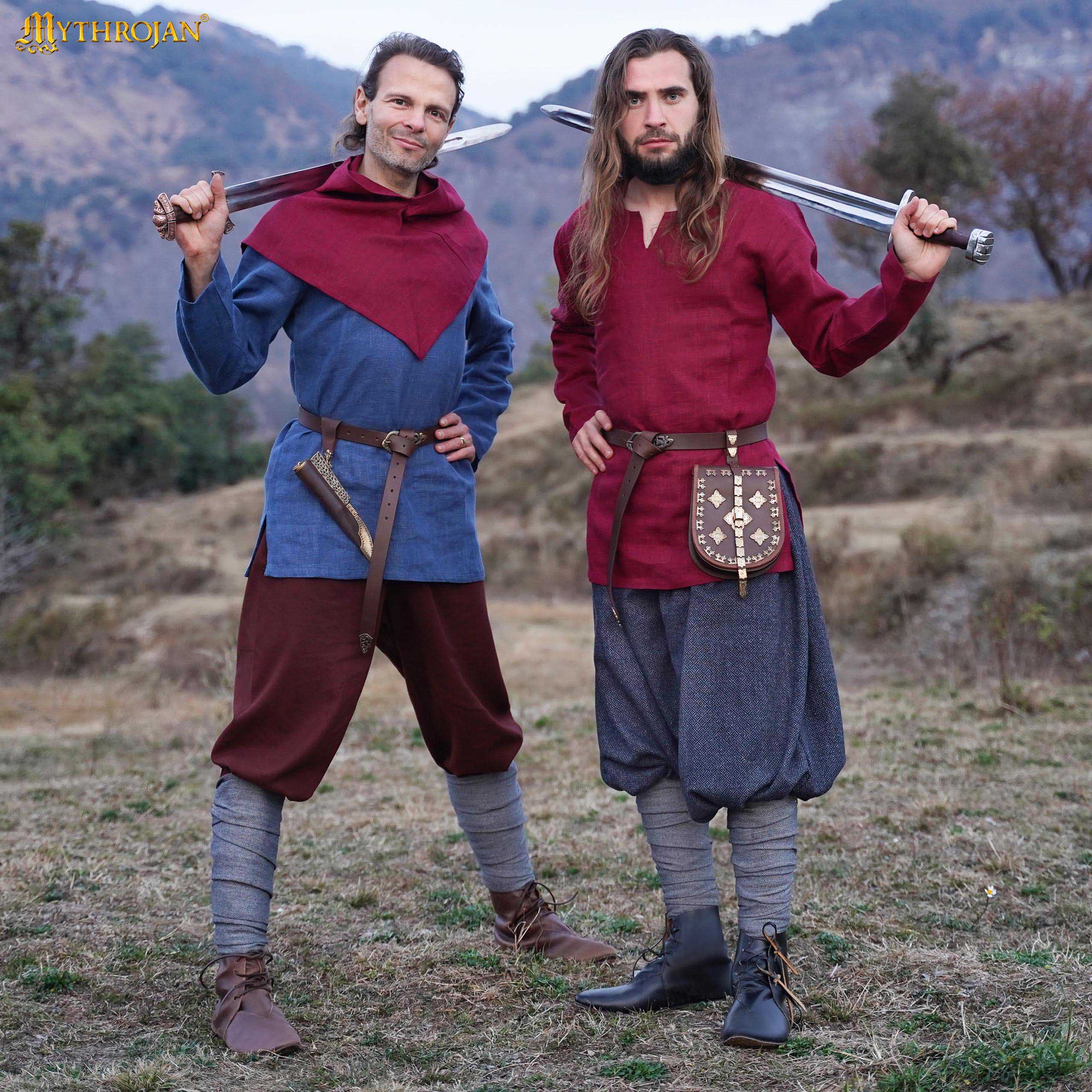 Pantalones vikingos Haithabu en sarga diamante — 80% lana - imagen 5