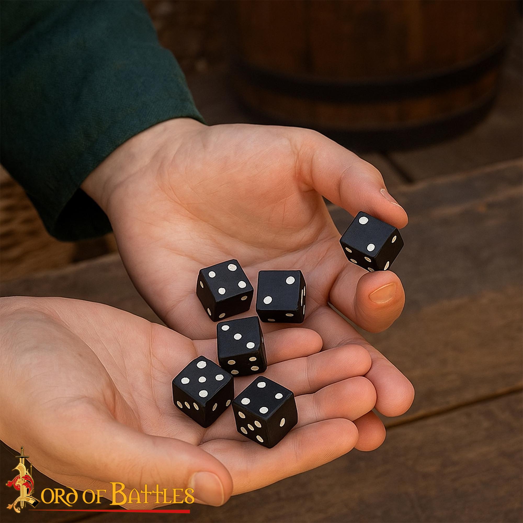 Set de 6 dados artesanales de cuerno de búfalo
