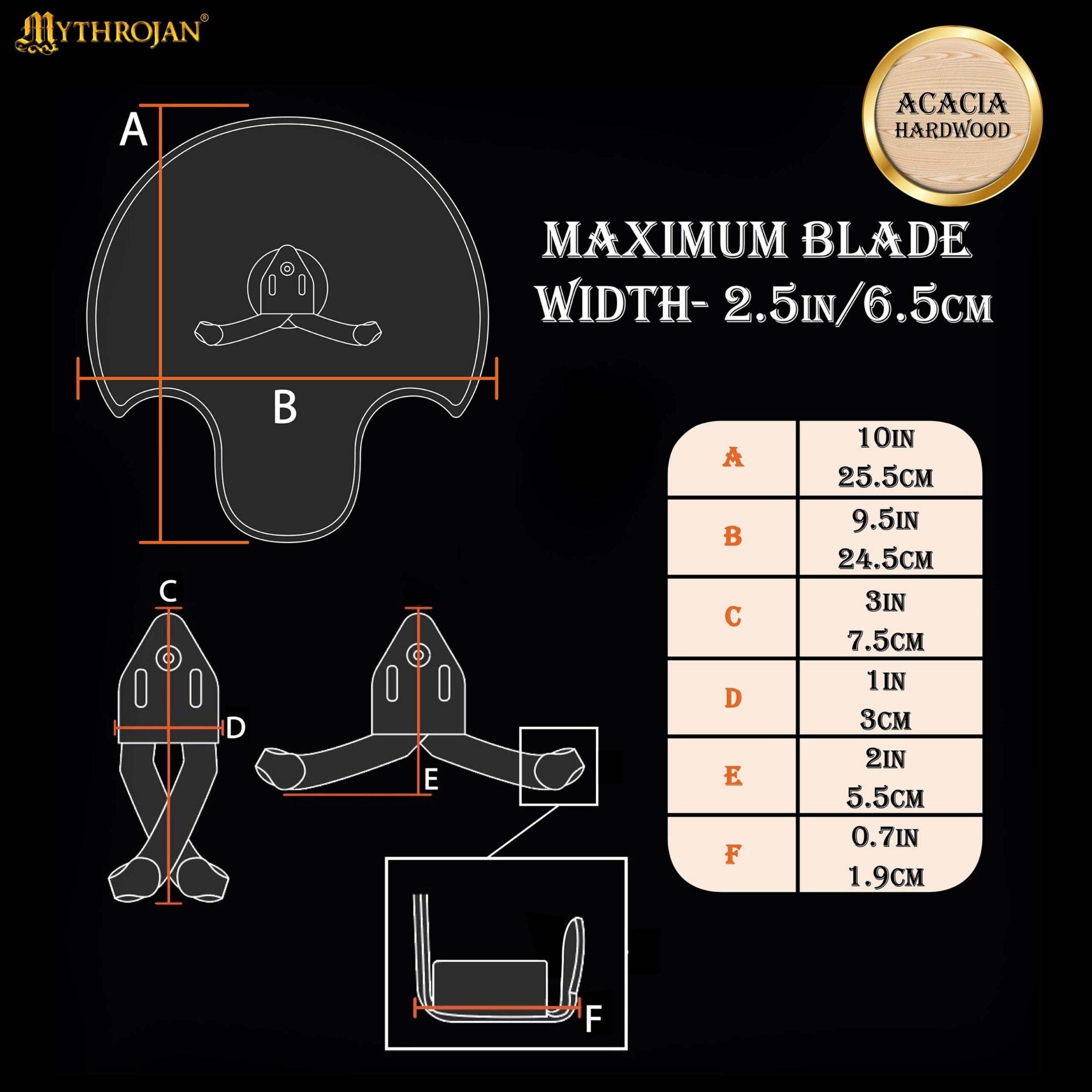 Placa de pared para espada en madera de acacia con soporte de acero - imagen 19