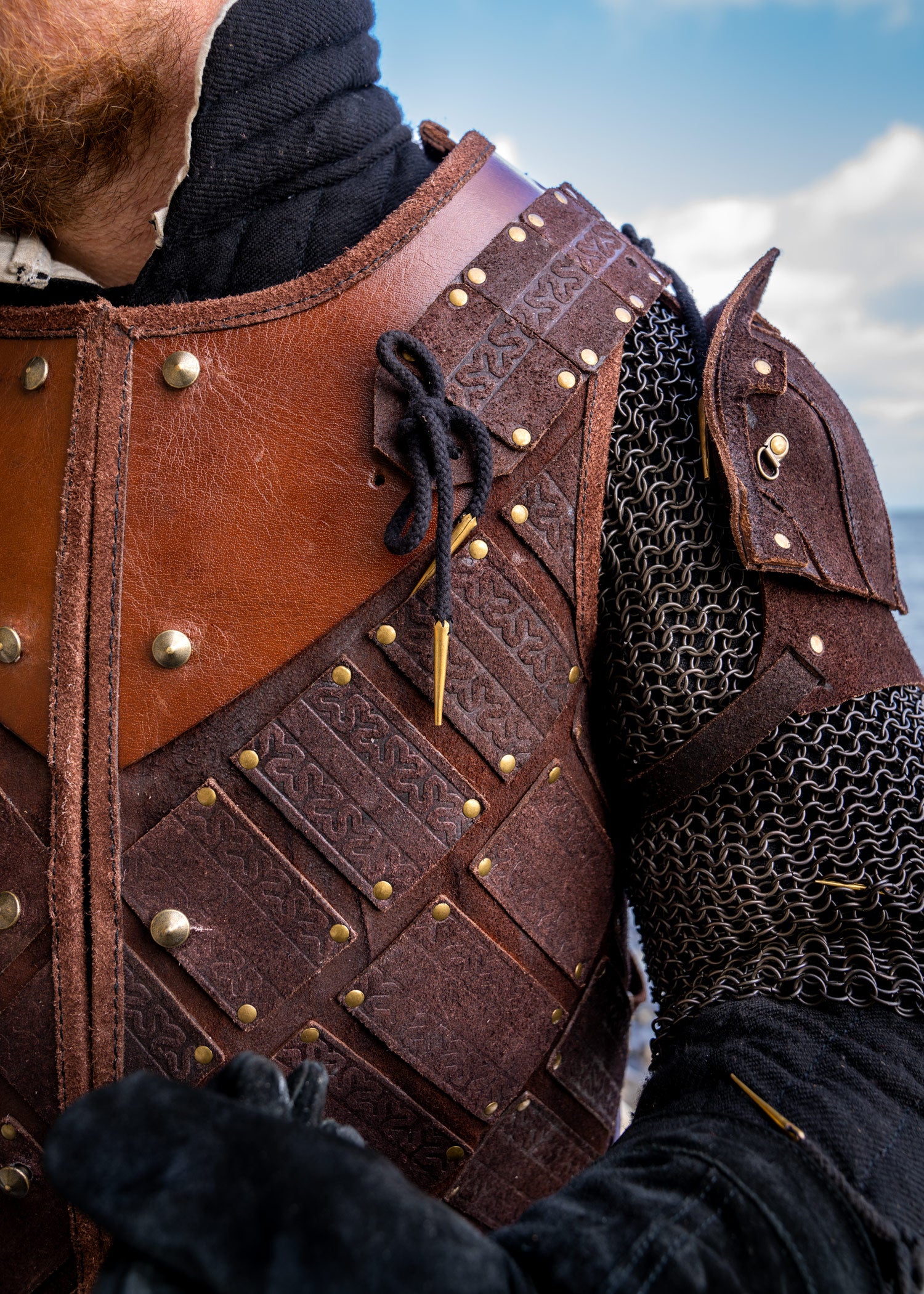 Imagen única de: Armadura Woodsman Larp, Ante, Marrón