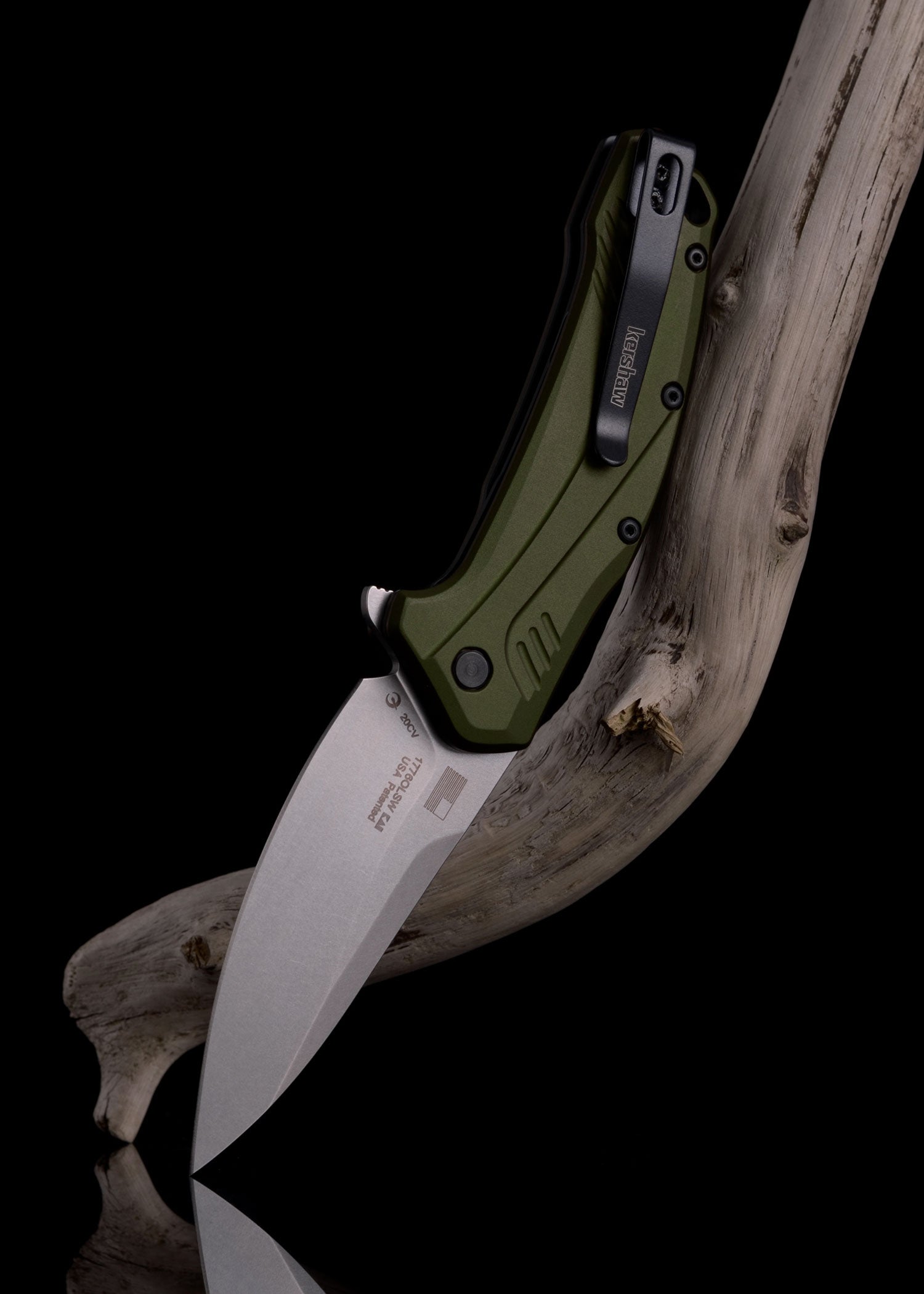 Imagen única de: Navaja Kershaw Link Oliva Aluminio