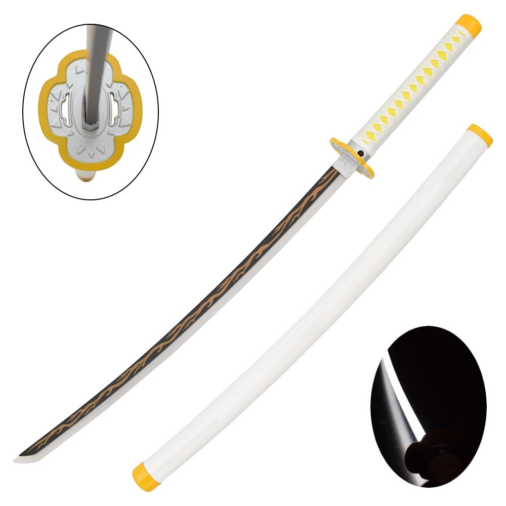Imagen de Katana de zenitsu con luces Led y hoja de acero zs653gd parte de nuestra colección en Todo Medieval, sitio oficial.