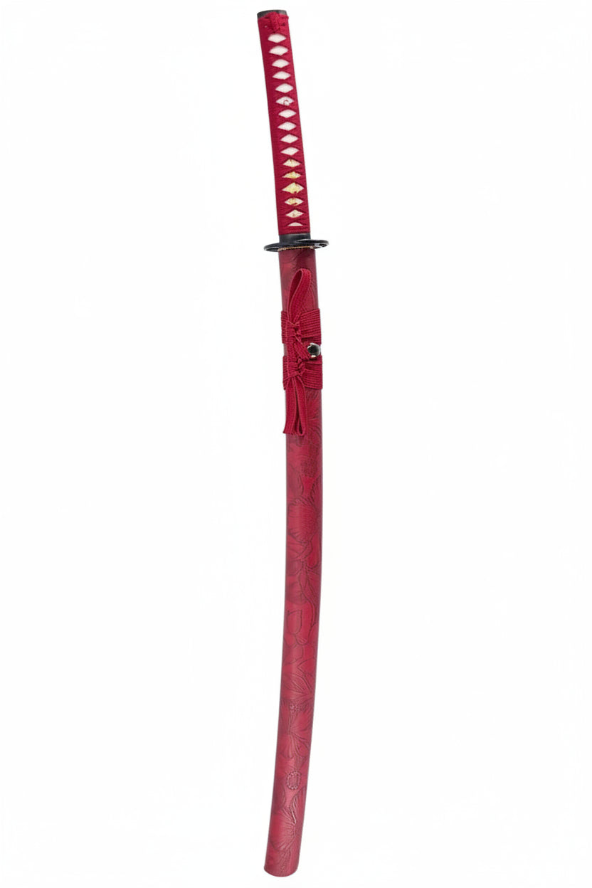 Imagen única de: Katana Funcional Afilada De Acero De Damasco Rojo S6040