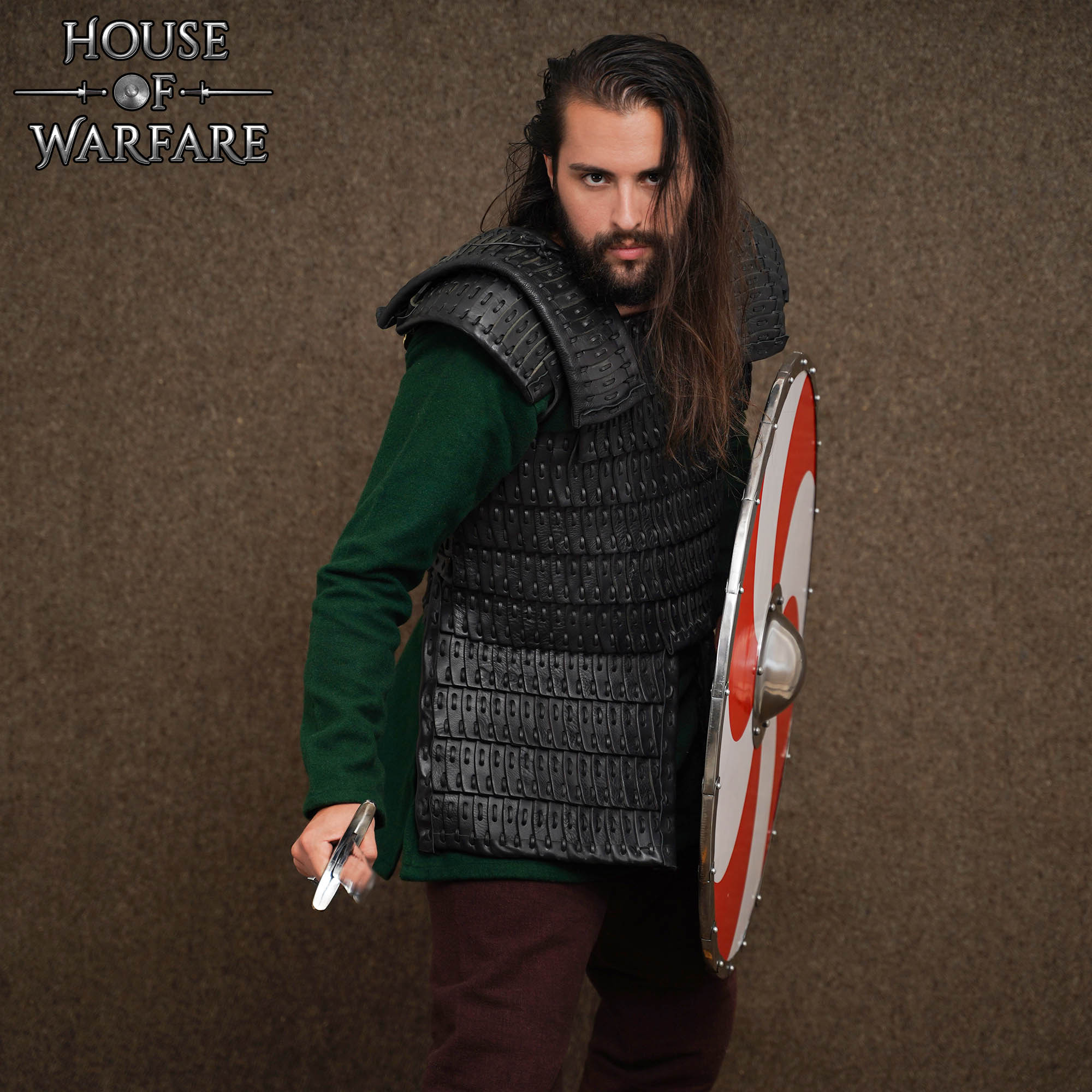 Coraza Lamelar Varega/vikinga de Cuero con Hombreras