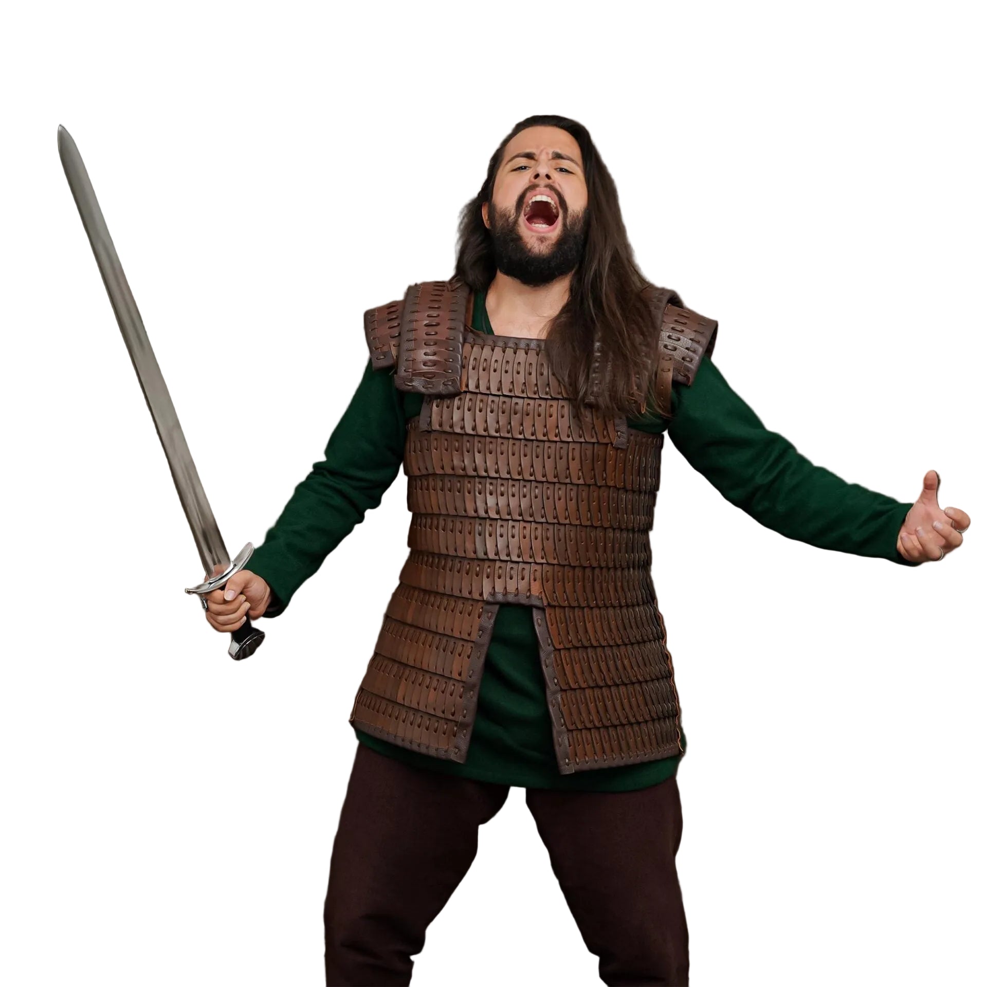 Viking Leather Lamellar Breastplate with Shoulder Guards