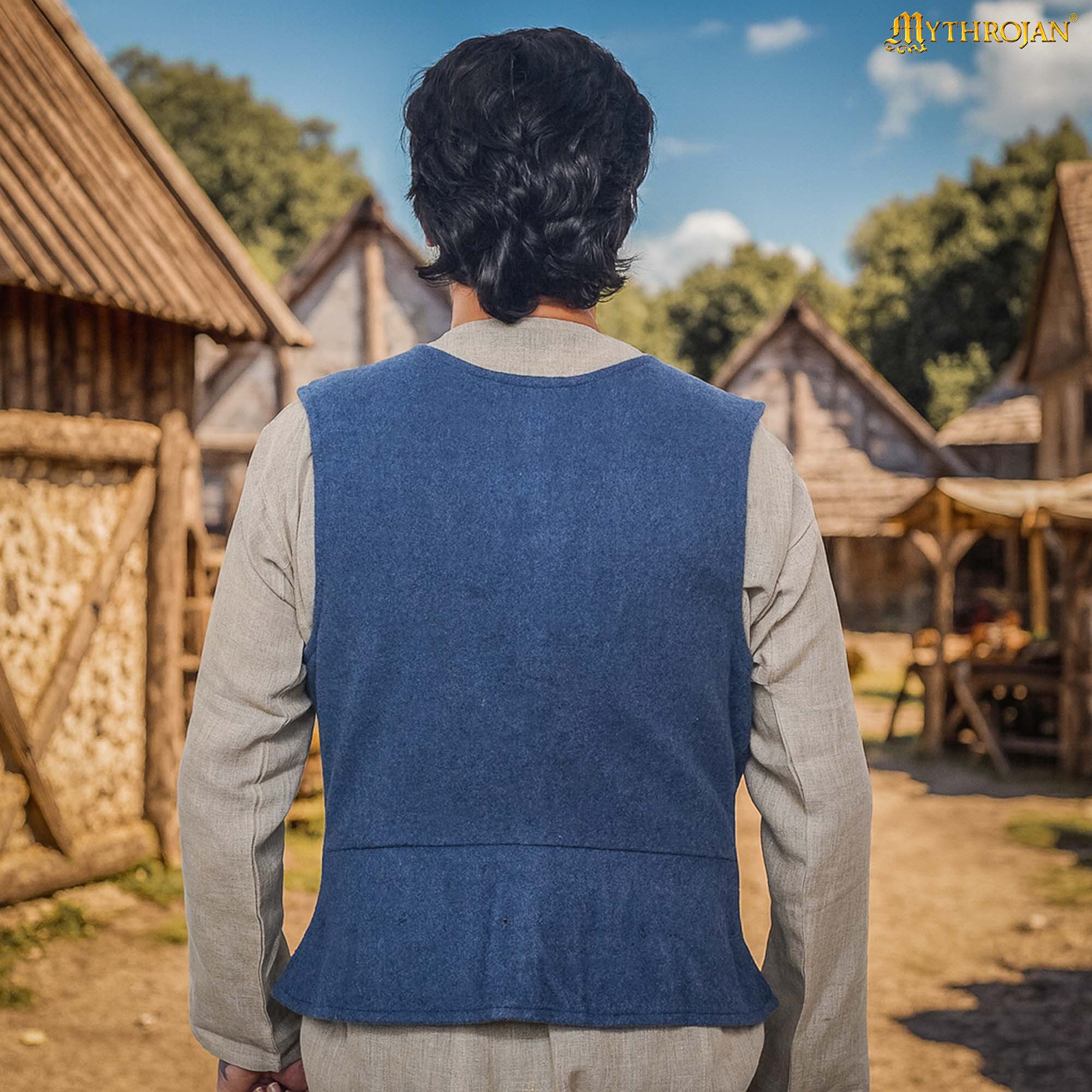 Pourpoint medieval tardío sin mangas — Chaleco histórico para recreación, LARP y SCA - imagen 9