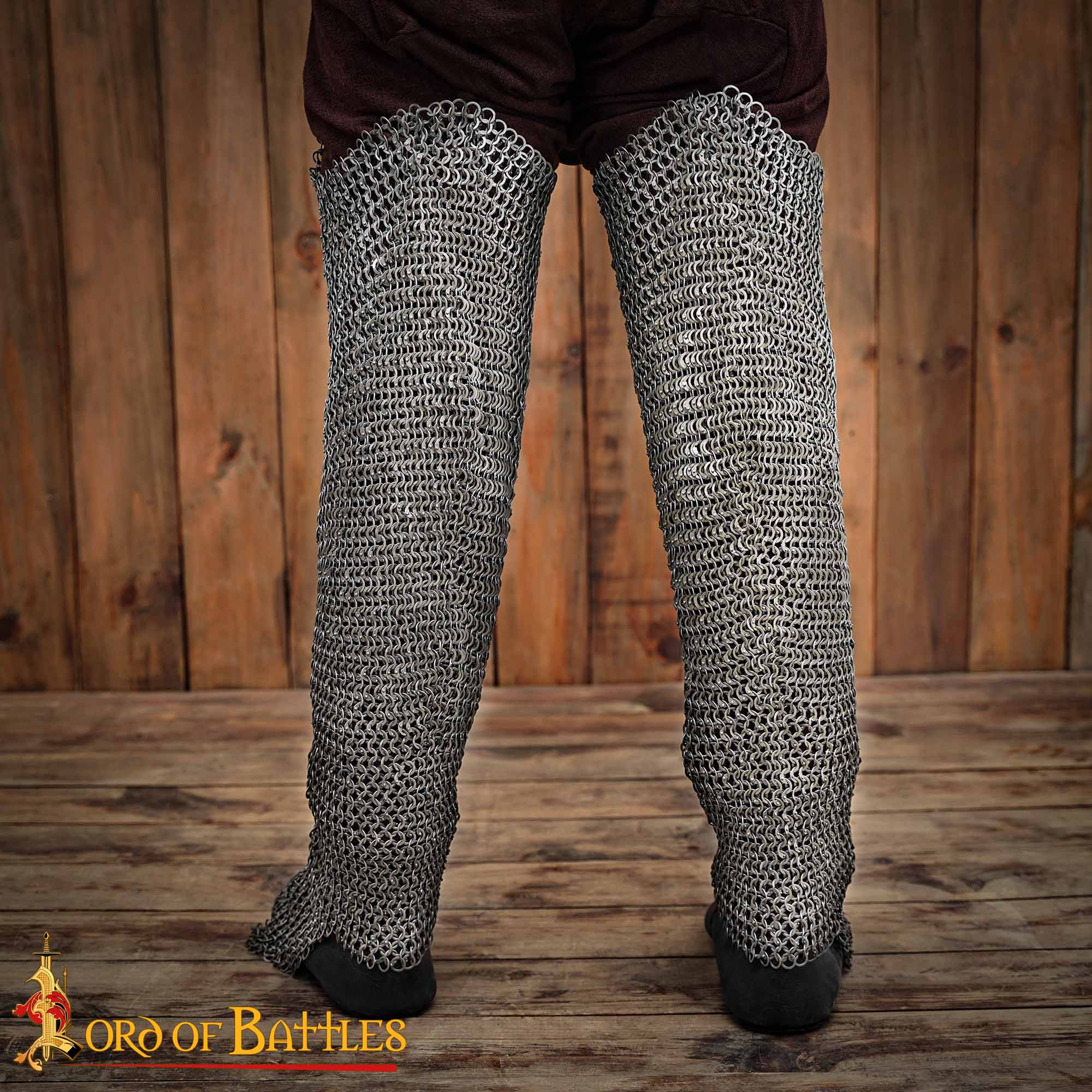 Chausses de malla medieval para pierna y pie — anilla plana 9 mm, remachadas, acero 17 gauge - imagen 10