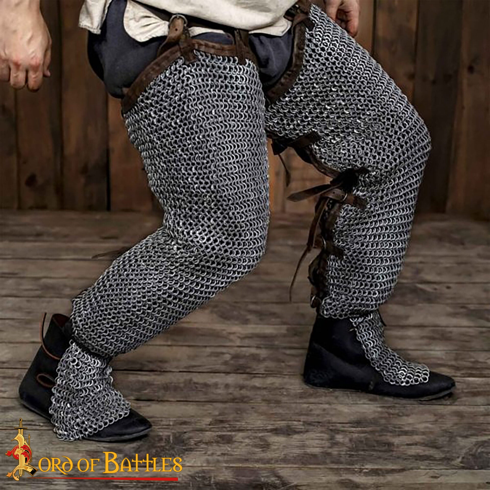 Imagen única de: Calzas de malla para piernas – anillas planas remachadas 6 mm, calibre 18