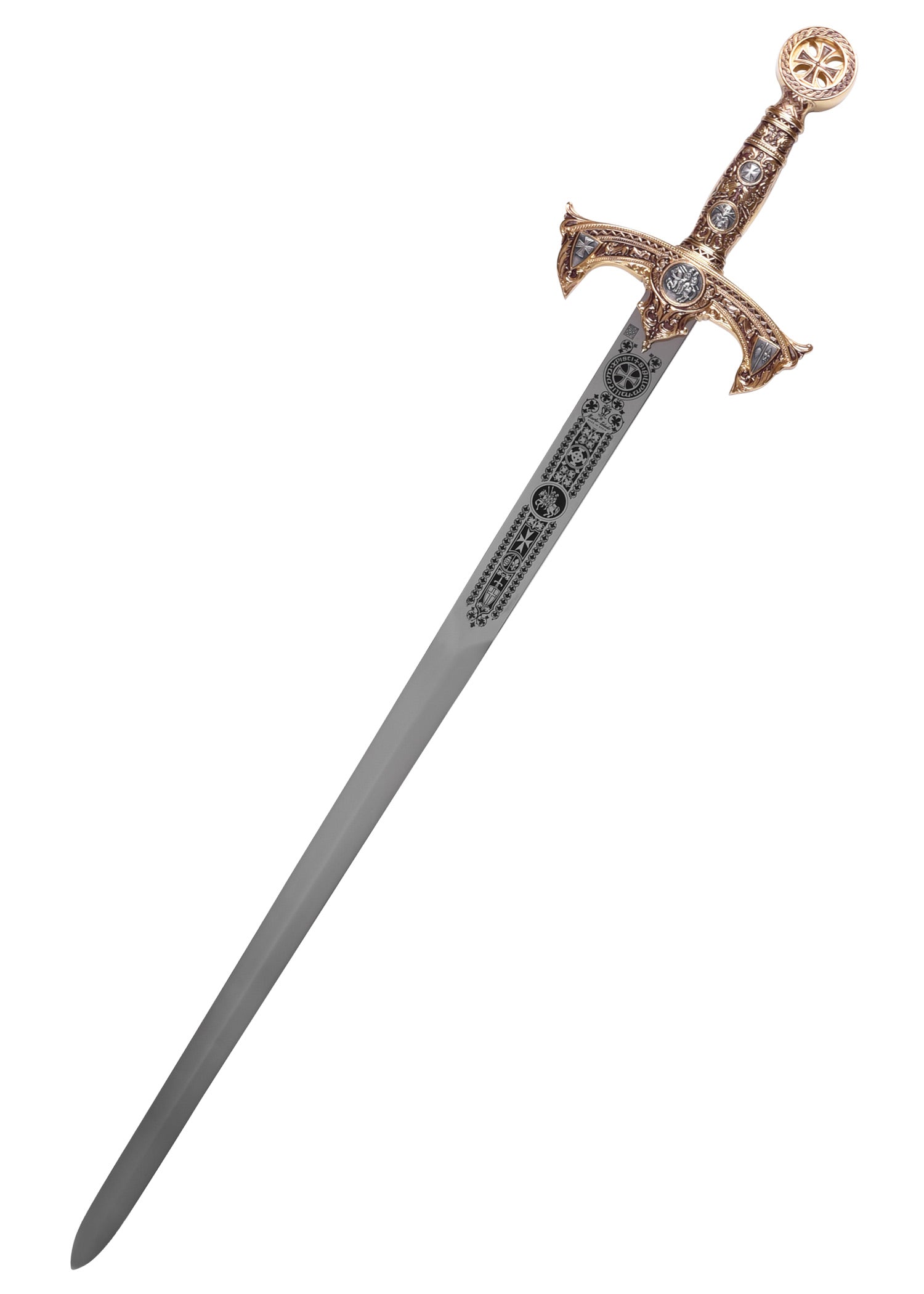 Imagen única de: Espada Templaria Dorada, Roja Con Grabado Decorativo.