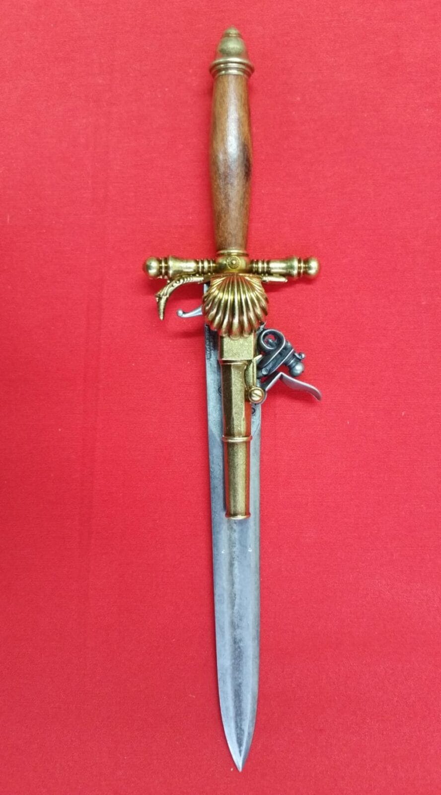 Imagen única de: Pistola De Chispa Con Puñal Incorporado S XVIII, Réplica No Funcional 1204