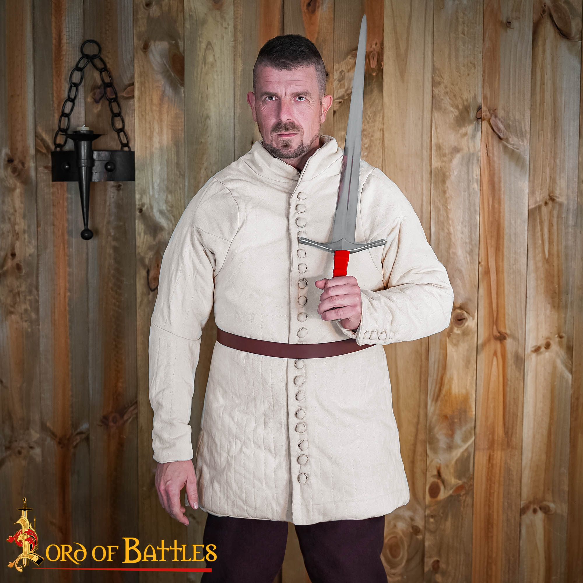Gambesón medieval siglo XIV Tipo 6 - Acolchado - Crudo - M