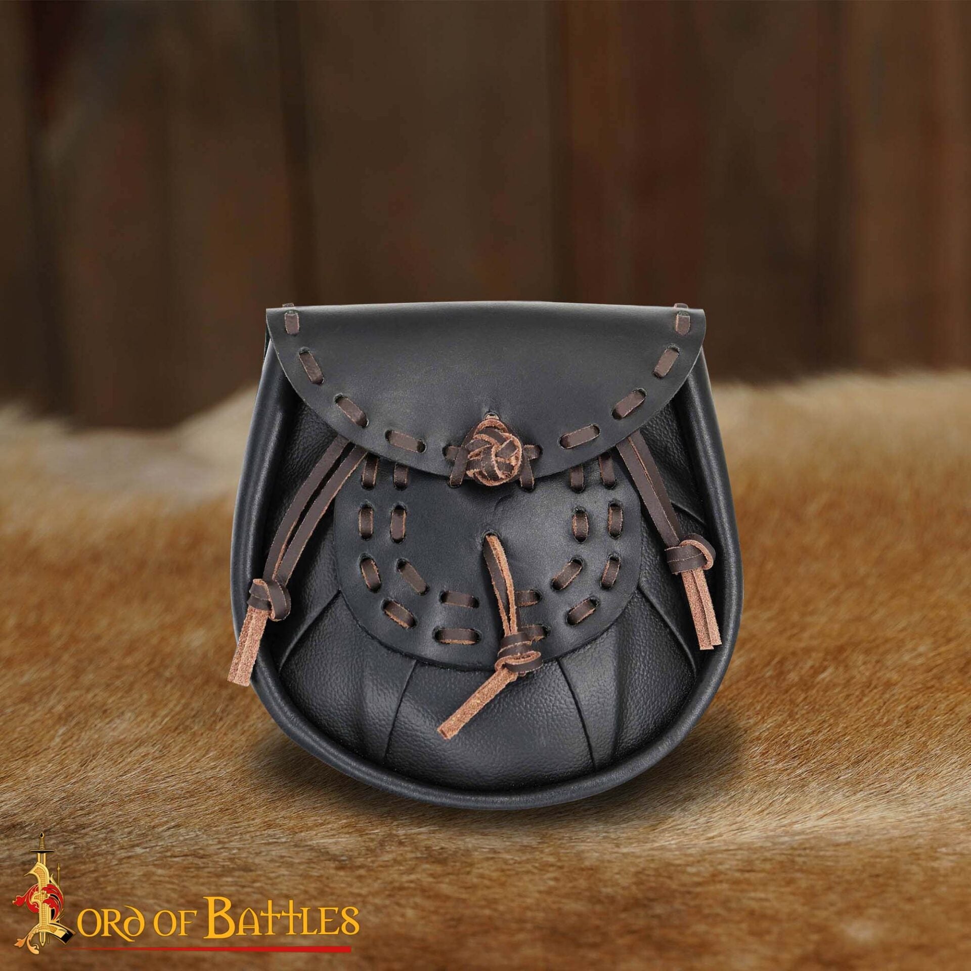 Sporran medieval con borlas atadas - Negro - imagen 17