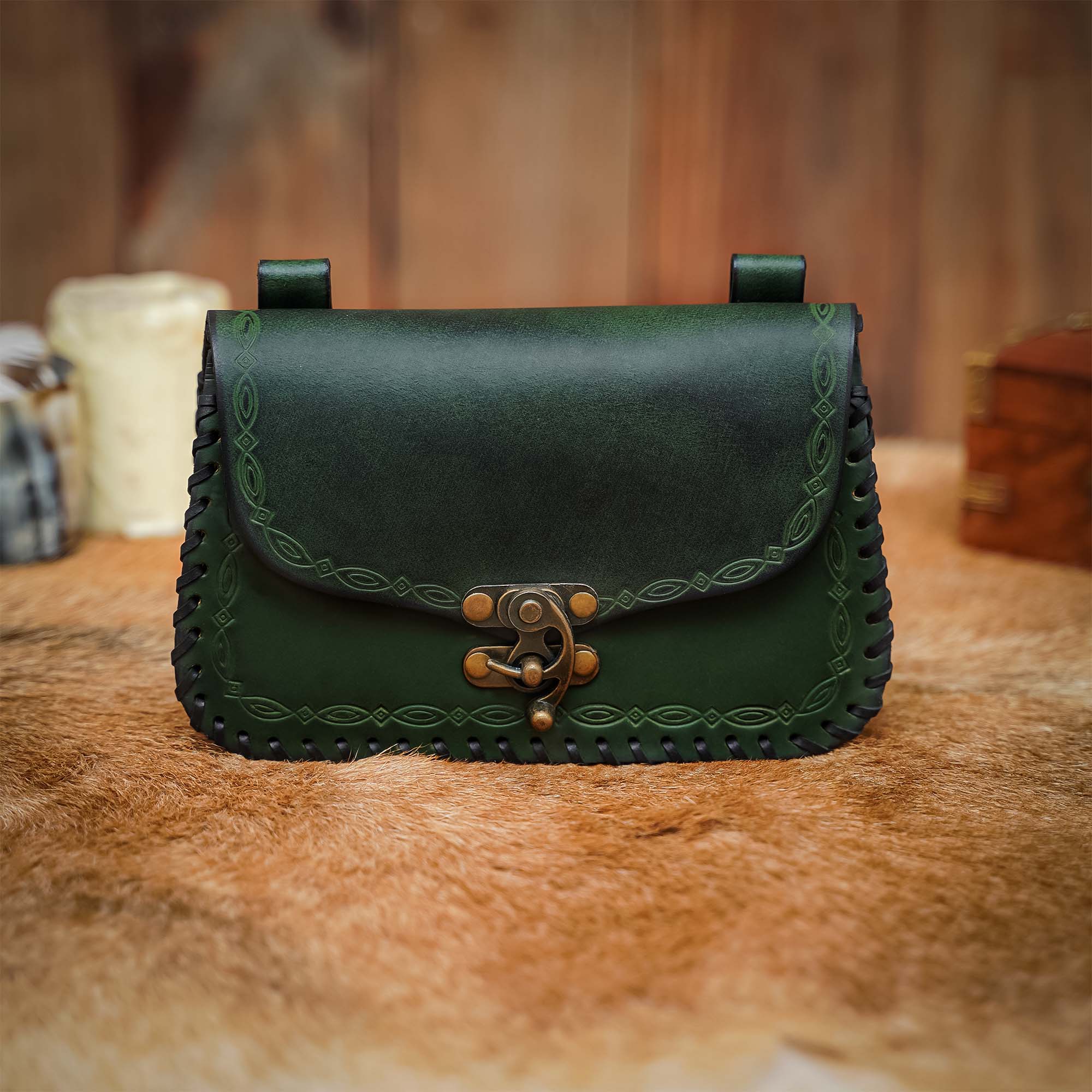Bolsa de cinturón medieval de cuero repujado — LARP y recreación - imagen 51