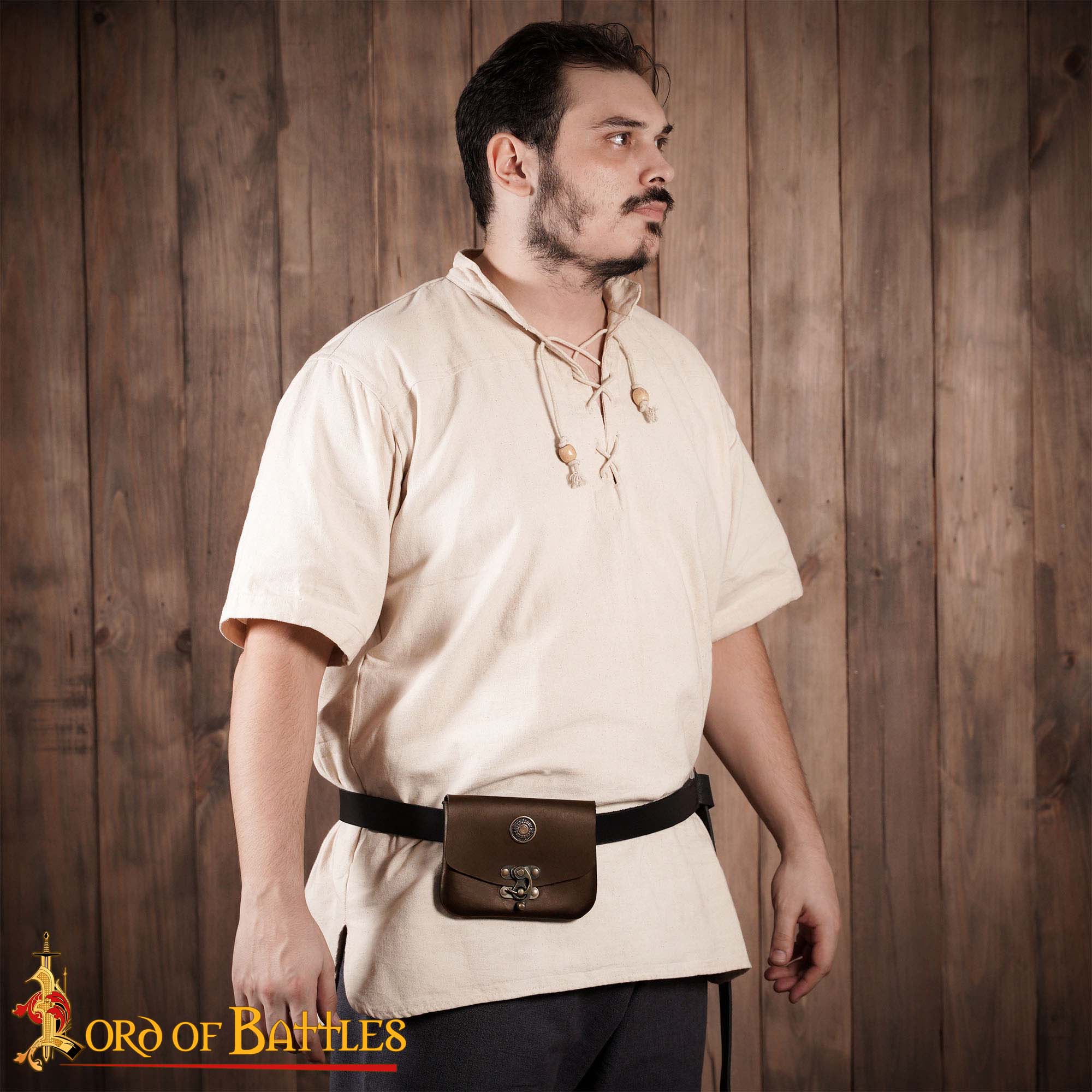 Bolsa de cinturón medieval en cuero 3 mm con latón envejecido - imagen 20