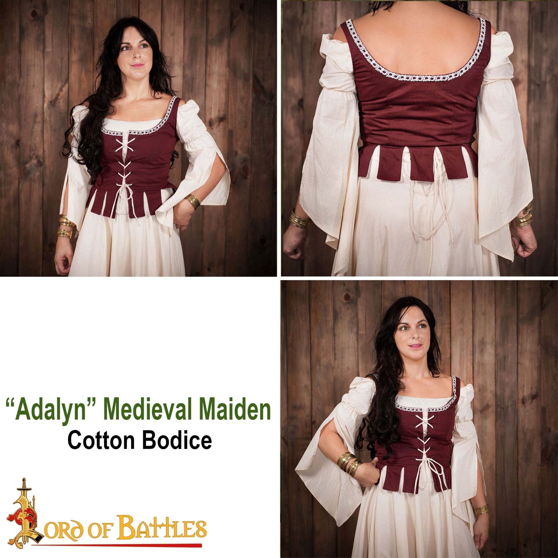 Corpiño medieval Adalyn de 100% algodón con cordones - imagen 6