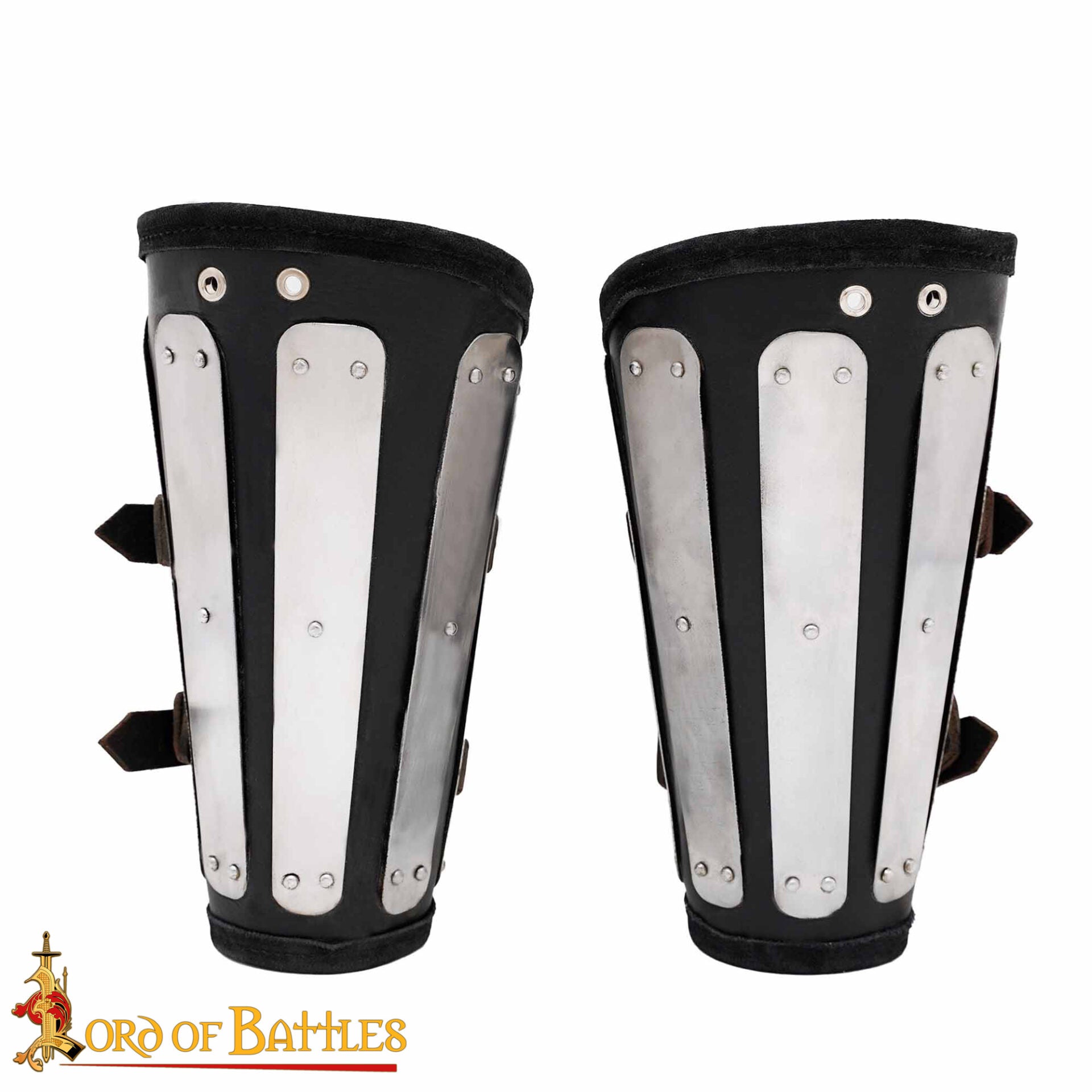 Vambreras medievales de cuero con placas de acero, ajustables - imagen 11