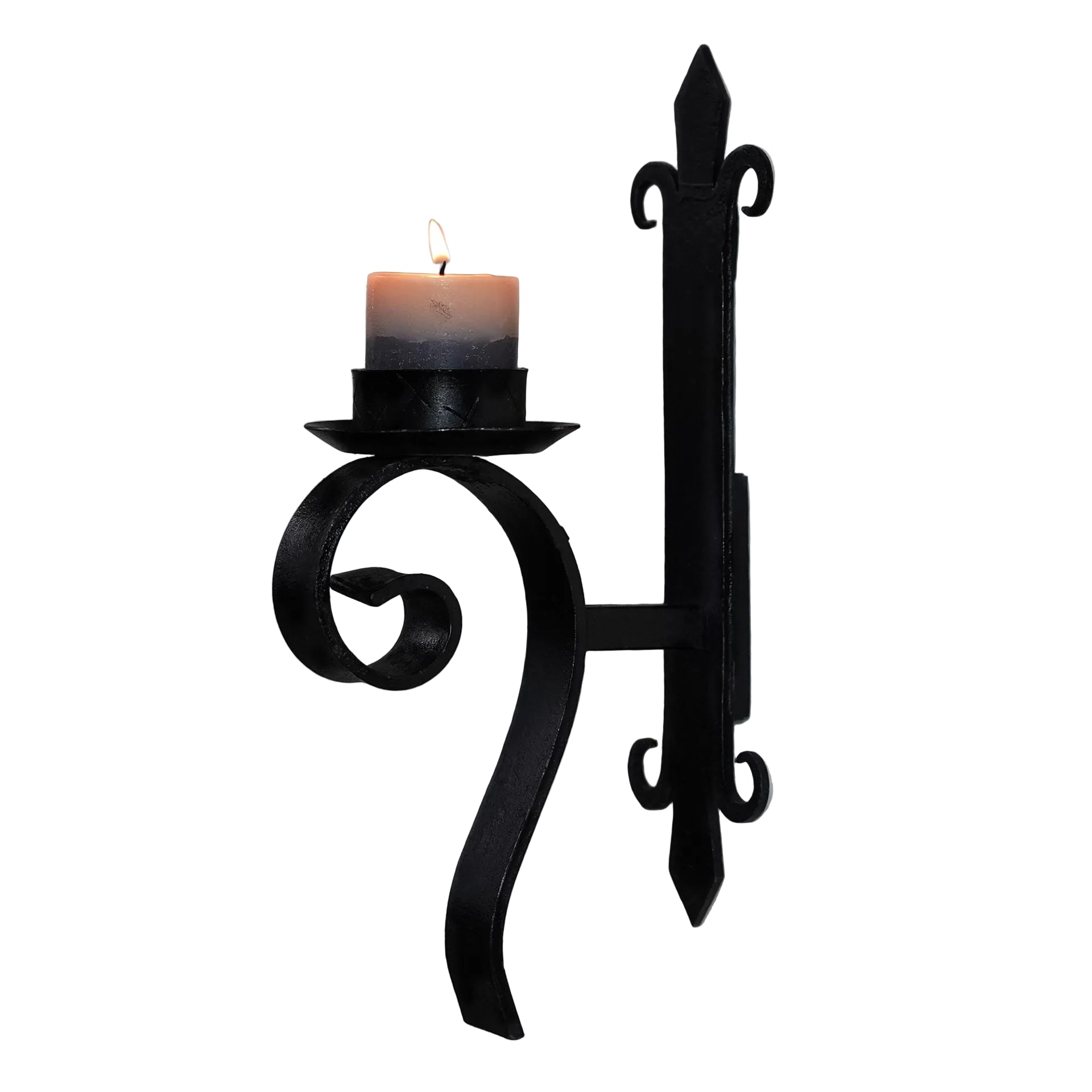 Candelero Medieval de Hierro Forjado a Mano con Flor de Lis - Imagen 7