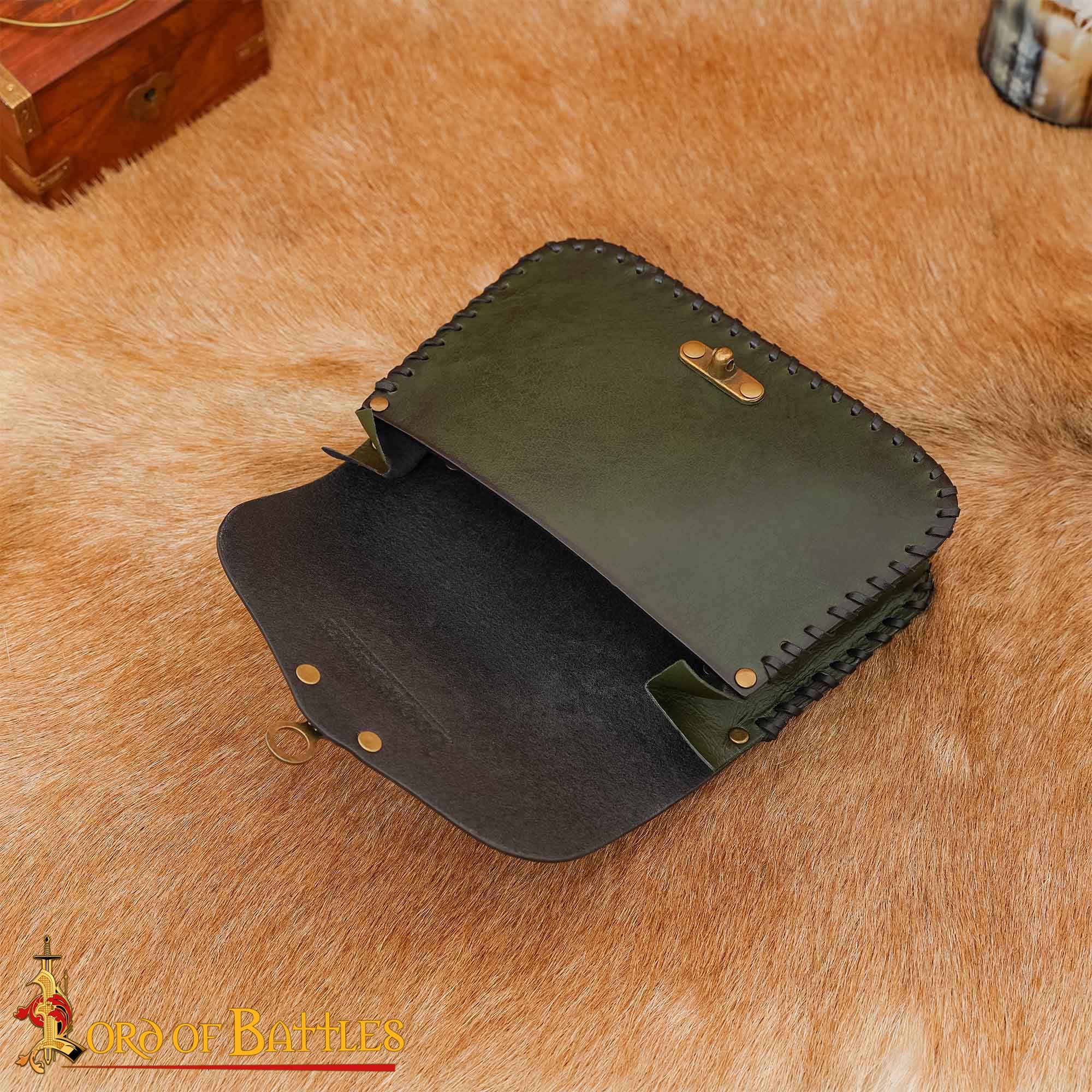 Bolsa de cinturón medieval de cuero genuino con cruz celta grabada — hecha a mano - imagen 7