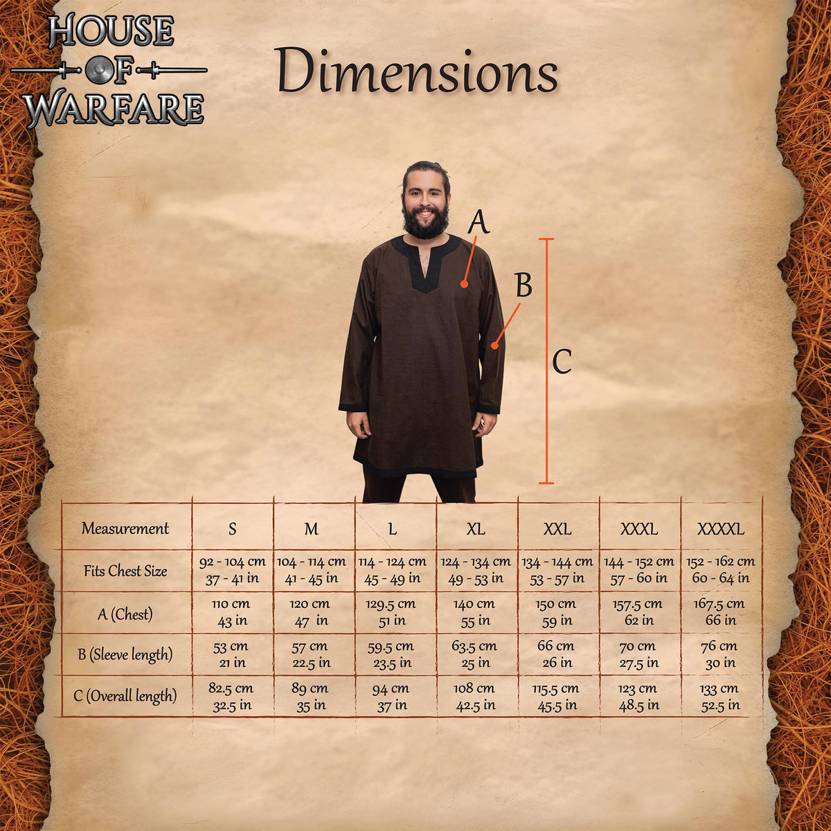 Túnica Medieval Vikinga de Algodón con Ribete - imagen 14
