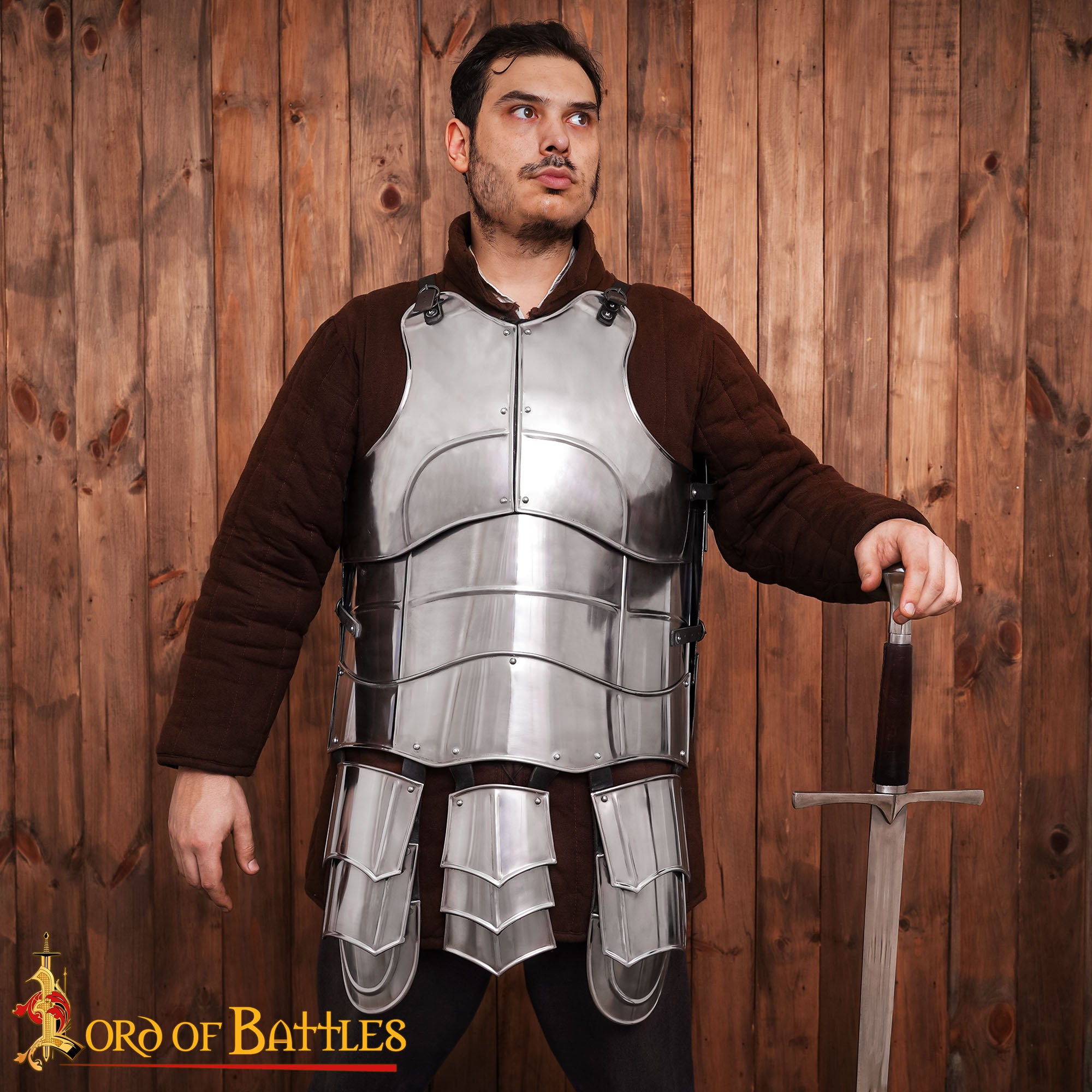 Coraza medieval de acero calibre 18 con tassets y placa inguinal - imagen 2