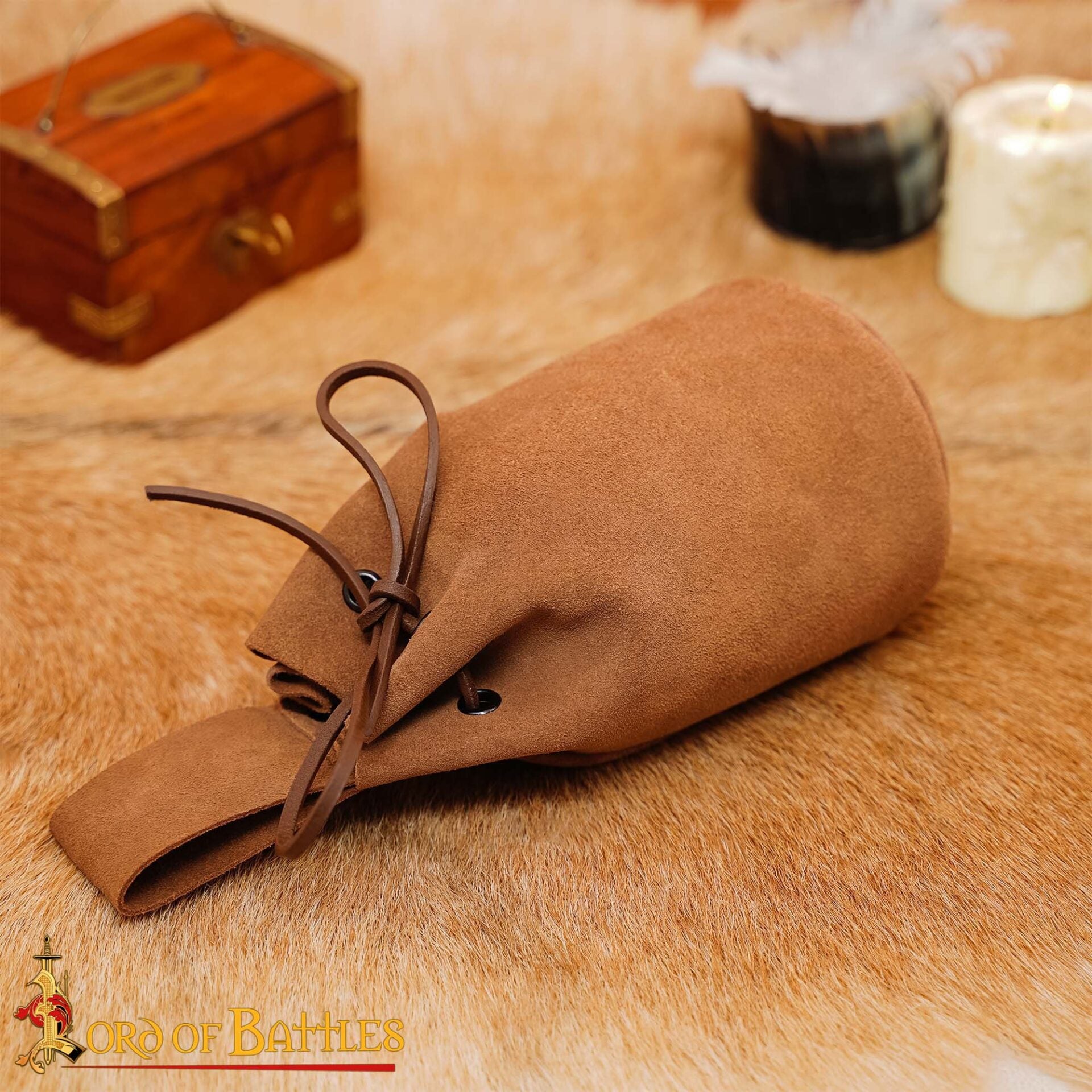 Bolsa de ante genuino con cordón para monedas y dados - imagen 7